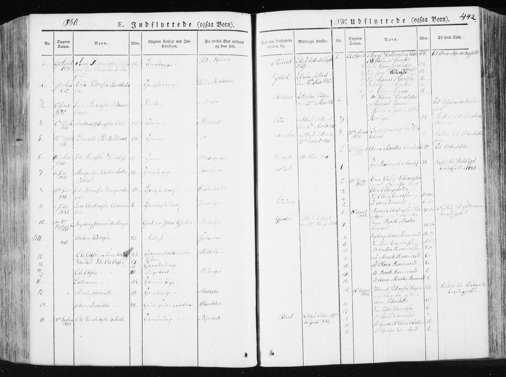 Ministerialprotokoller, klokkerbøker og fødselsregistre - Sør-Trøndelag, SAT/A-1456/665/L0771: Parish register (official) no. 665A06, 1830-1856, p. 442