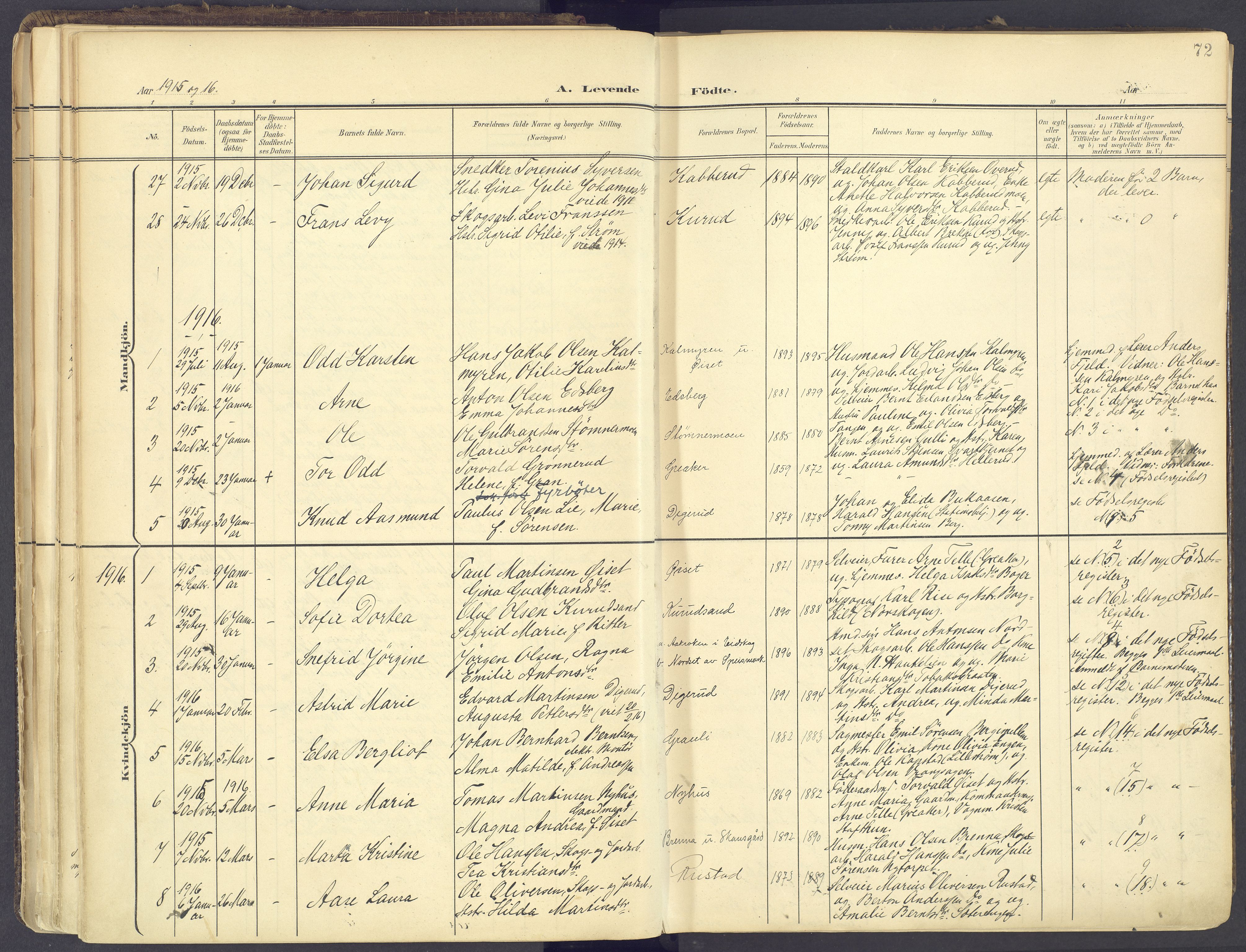 Vinger prestekontor, AV/SAH-PREST-024/H/Ha/Haa/L0017: Parish register (official) no. 17, 1901-1927, p. 72