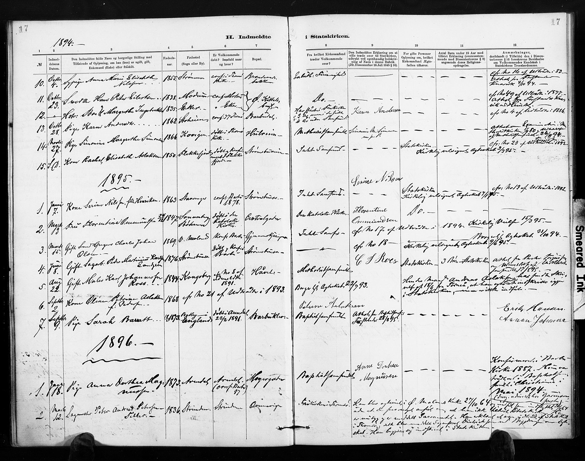 Barbu sokneprestkontor, AV/SAK-1111-0003/F/Fa/L0004: Parish register (official) no. A 4, 1883-1909, p. 17