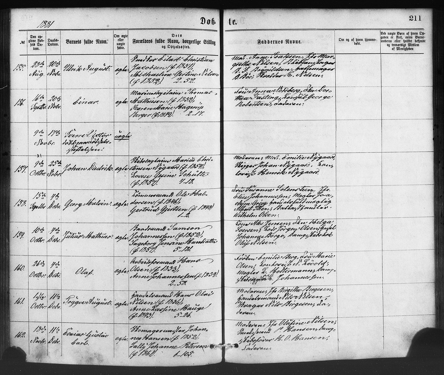 Nykirken Sokneprestembete, SAB/A-77101/H/Haa/L0016: Parish register (official) no. B 3, 1870-1884, p. 211