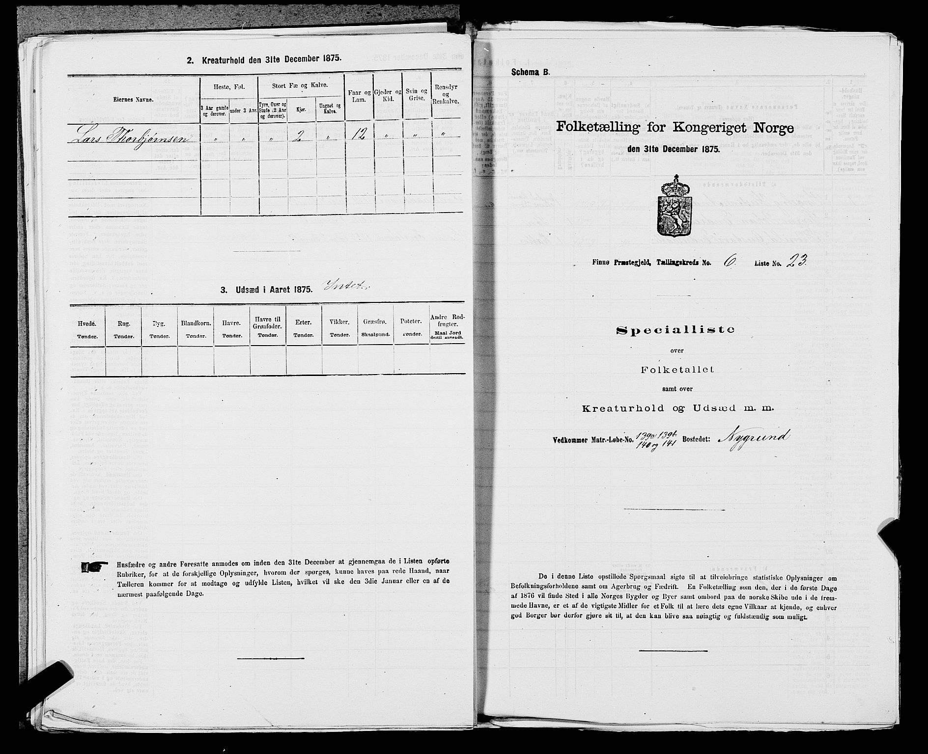 SAST, 1875 census for 1141P Finnøy, 1875, p. 601