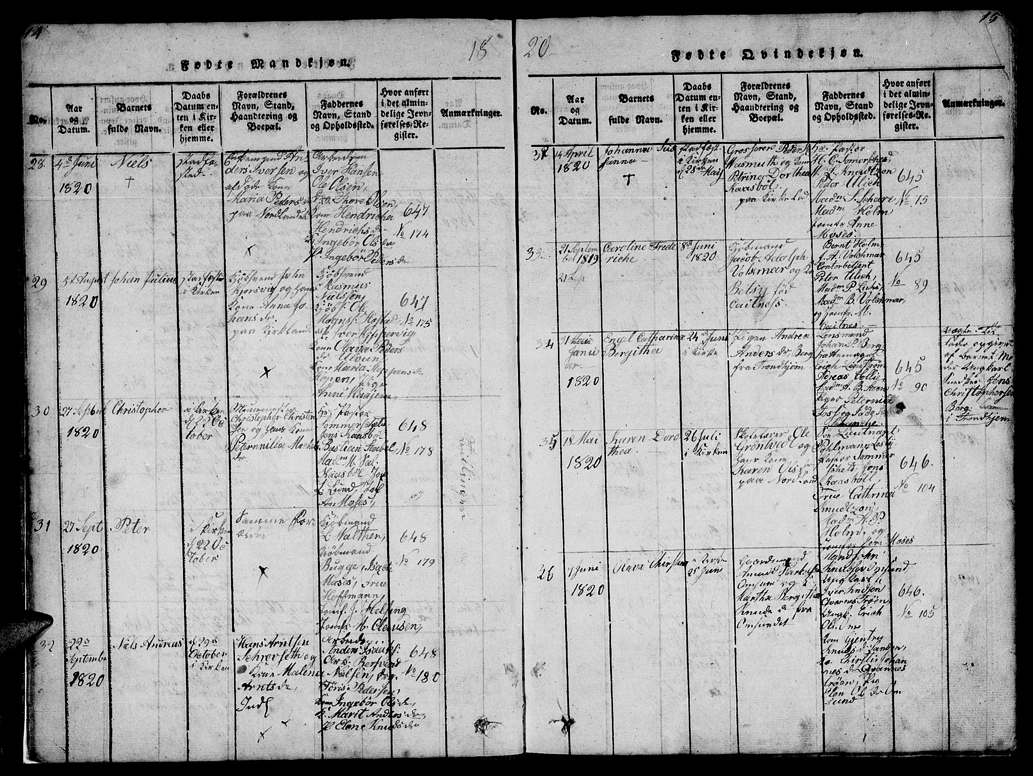 Ministerialprotokoller, klokkerbøker og fødselsregistre - Møre og Romsdal, SAT/A-1454/572/L0856: Parish register (copy) no. 572C01, 1819-1832, p. 14-15