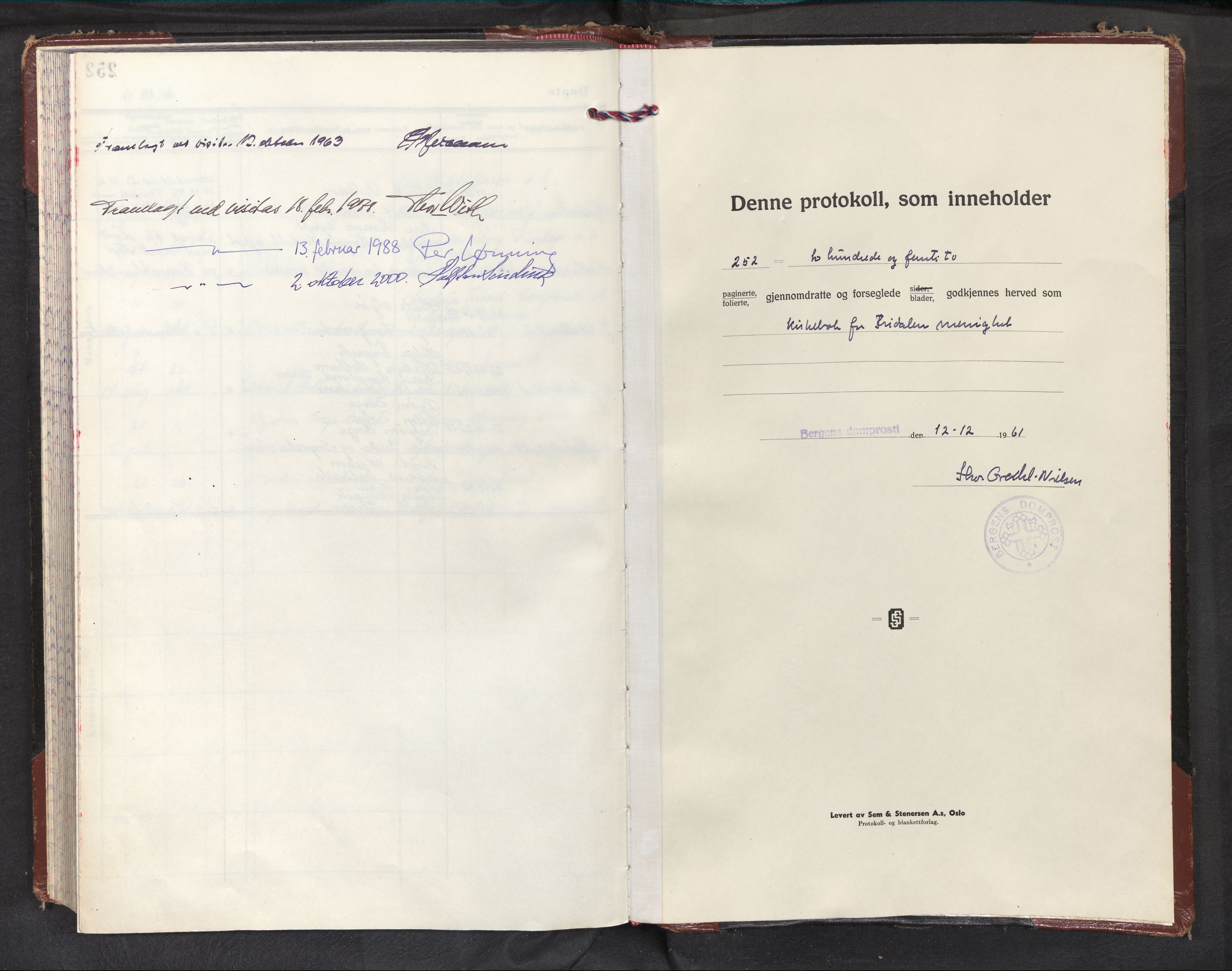 Fridalen sokneprestembete, SAB/A-99933: Parish register (official) no. A 2, 1962-1988