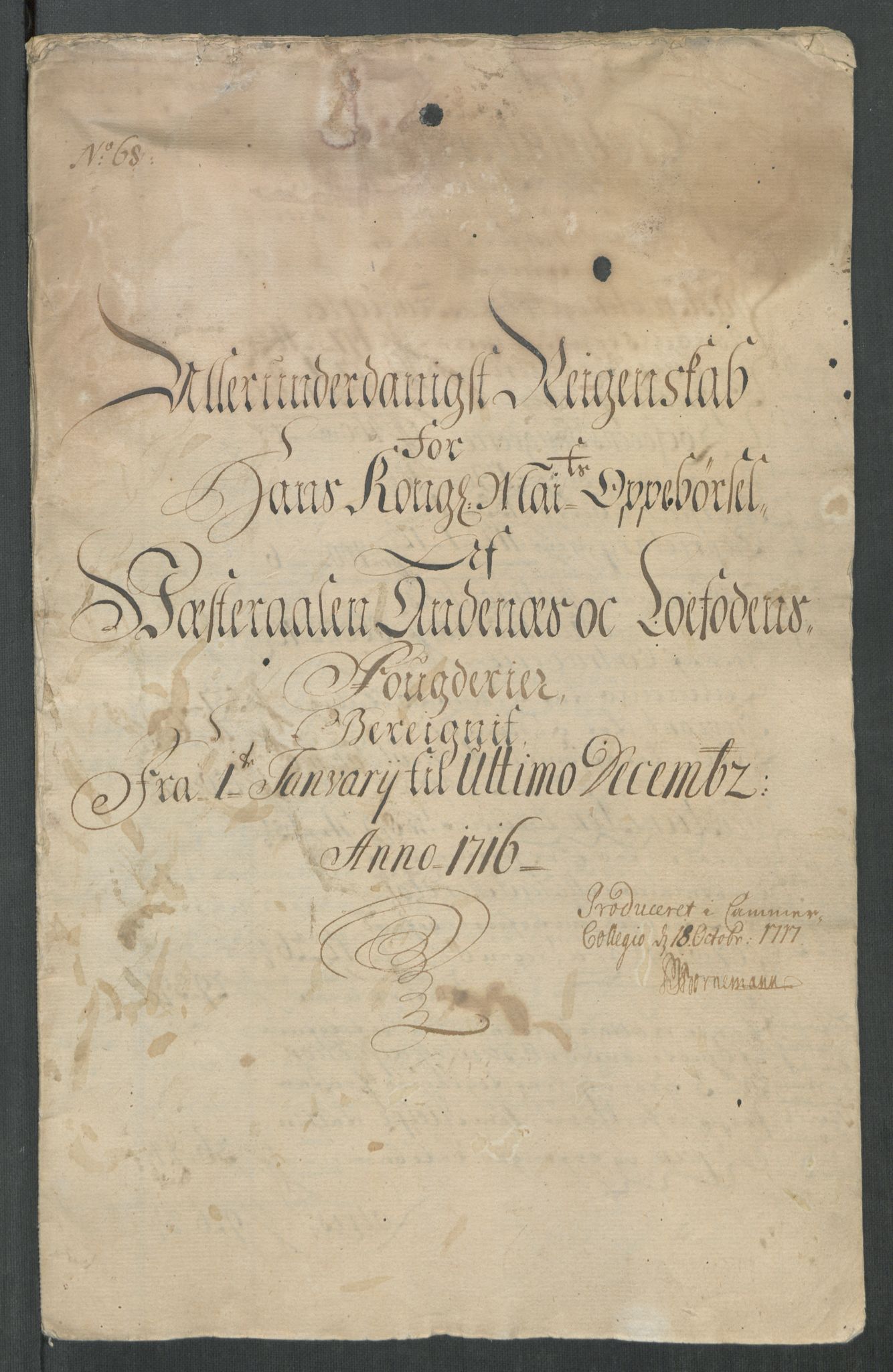 Rentekammeret inntil 1814, Reviderte regnskaper, Fogderegnskap, AV/RA-EA-4092/R67/L4682: Fogderegnskap Vesterålen, Andenes og Lofoten, 1716, p. 4