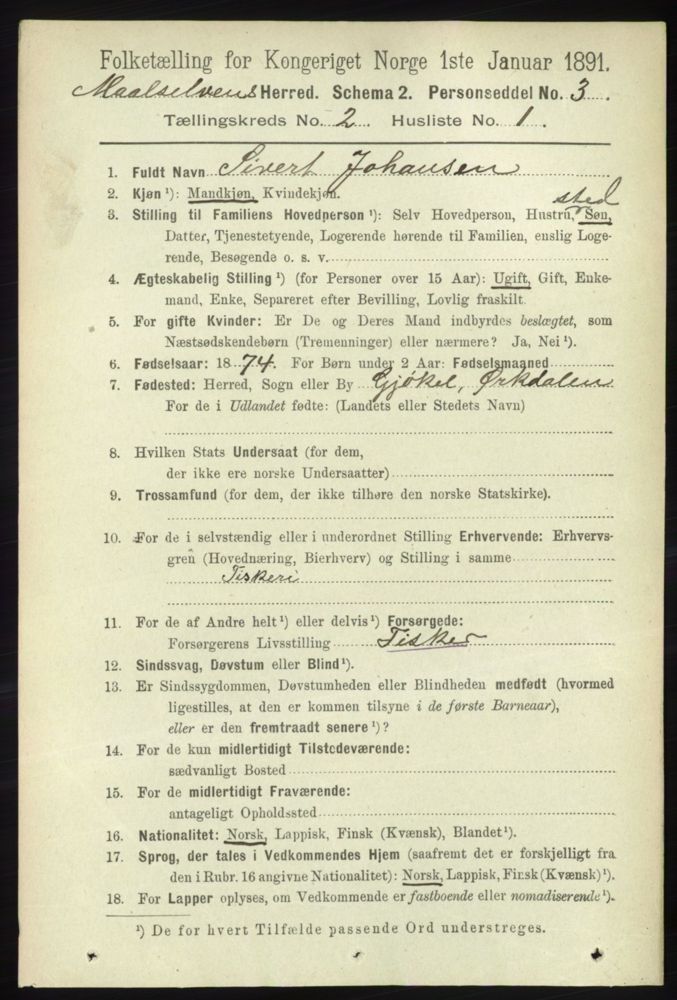 RA, 1891 census for 1924 Målselv, 1891, p. 302