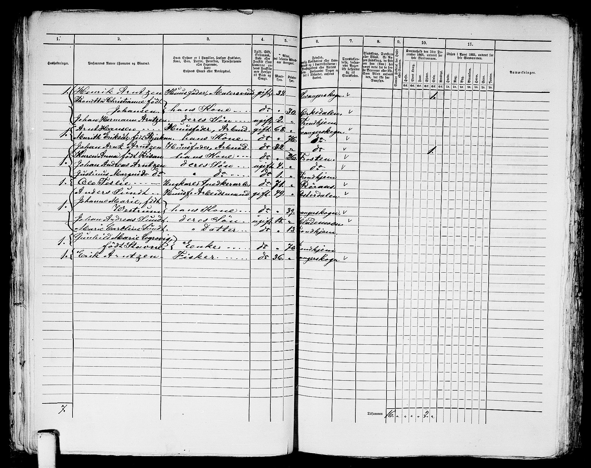 RA, 1865 census for Trondheim, 1865, p. 1235