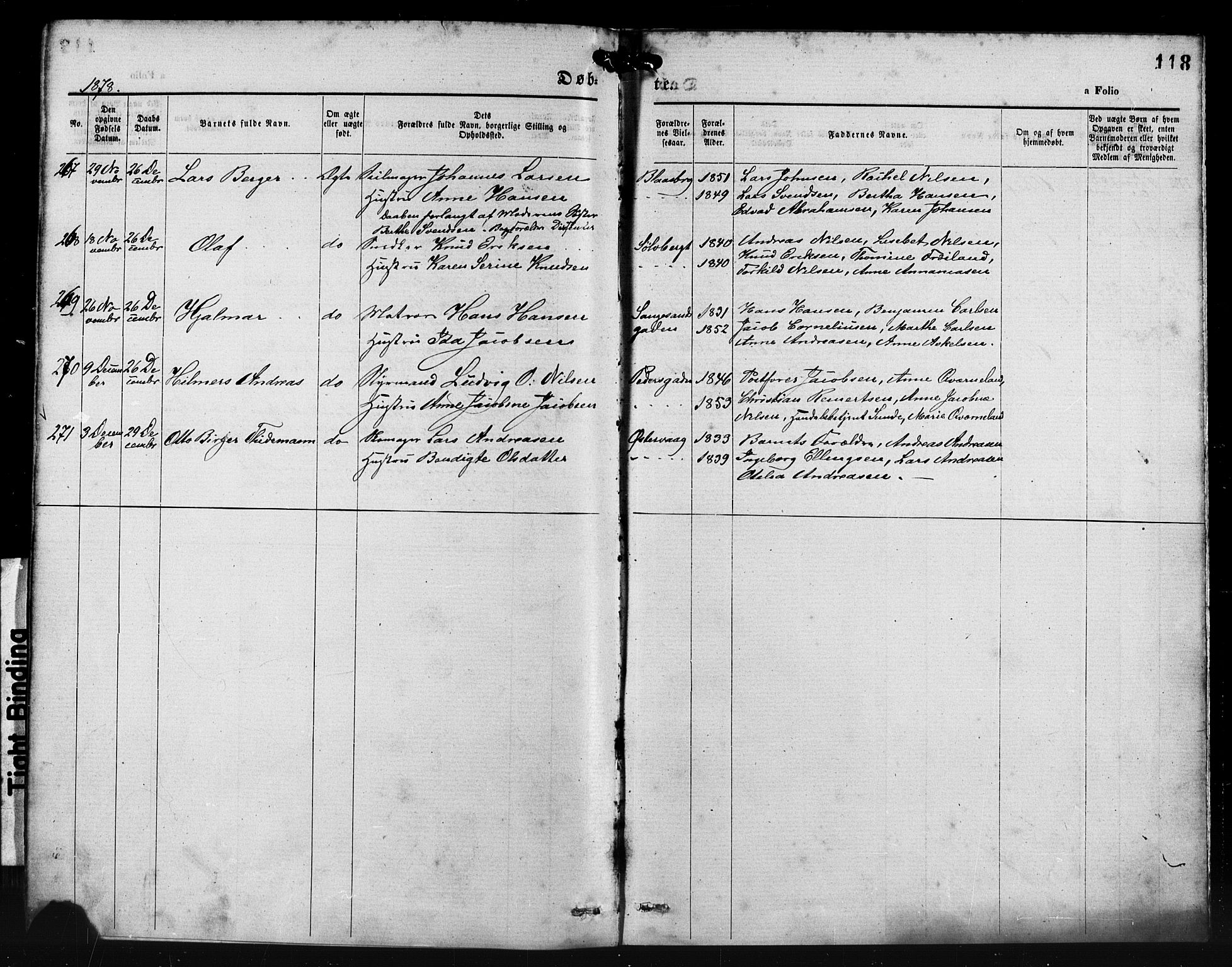 St. Petri sokneprestkontor, AV/SAST-A-101813/001/30/30BA/L0014: Parish register (official) no. A 14, 1876-1879, p. 118