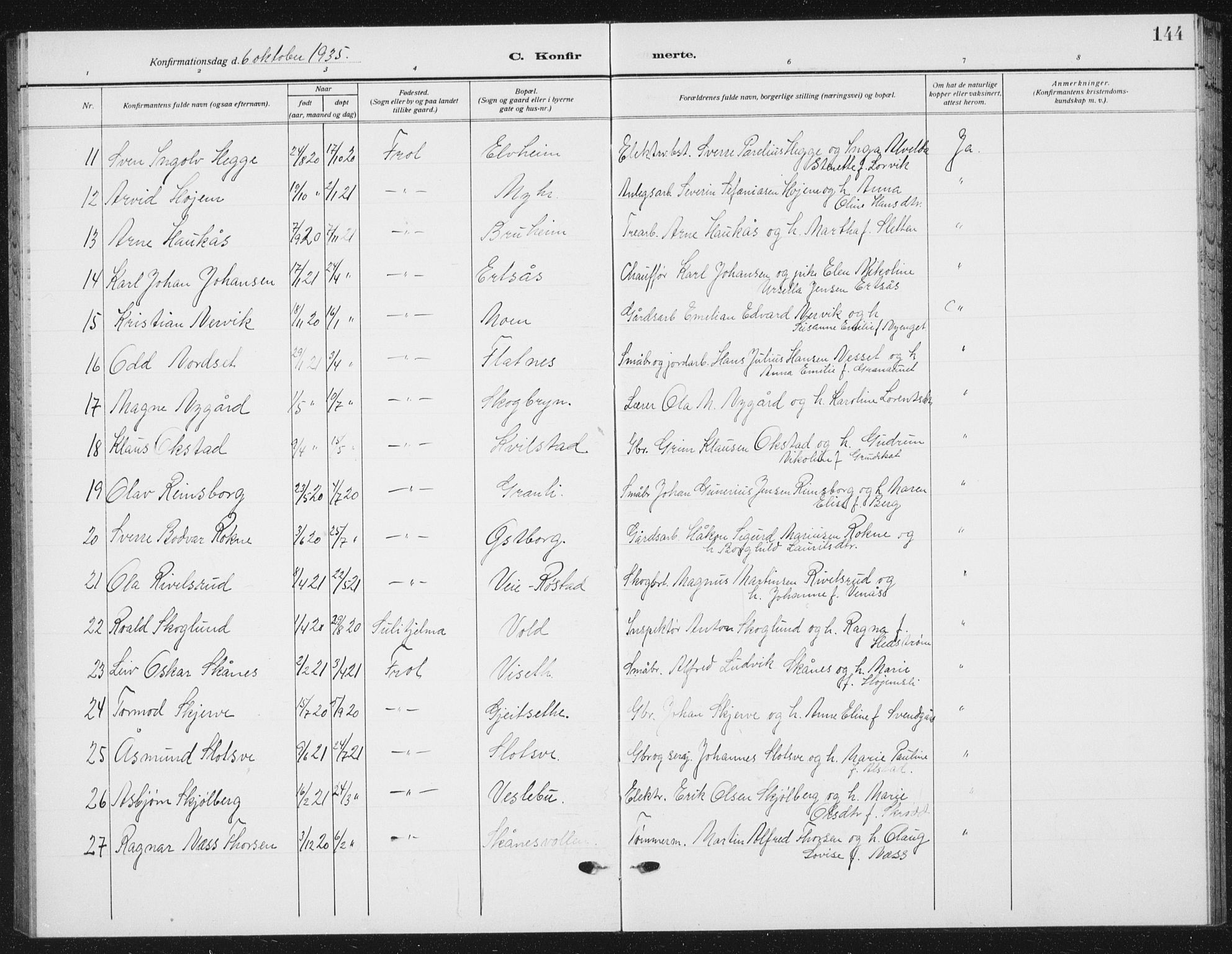 Ministerialprotokoller, klokkerbøker og fødselsregistre - Nord-Trøndelag, AV/SAT-A-1458/721/L0209: Parish register (copy) no. 721C02, 1918-1940, p. 144