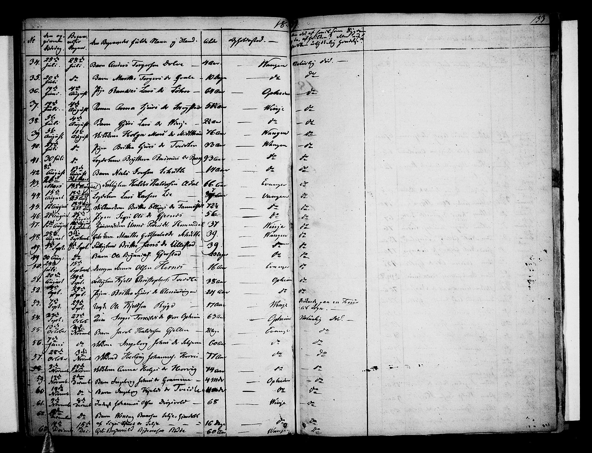 Voss sokneprestembete, SAB/A-79001: Curate's parish register no. A 1, 1821-1841, p. 133