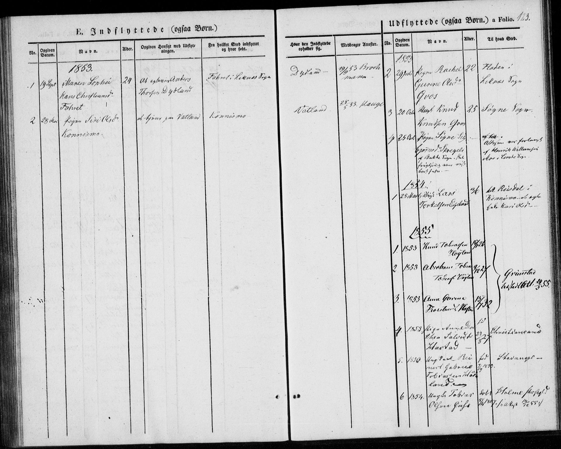 Lyngdal sokneprestkontor, AV/SAK-1111-0029/F/Fa/Fab/L0001: Parish register (official) no. A 1, 1838-1860, p. 123