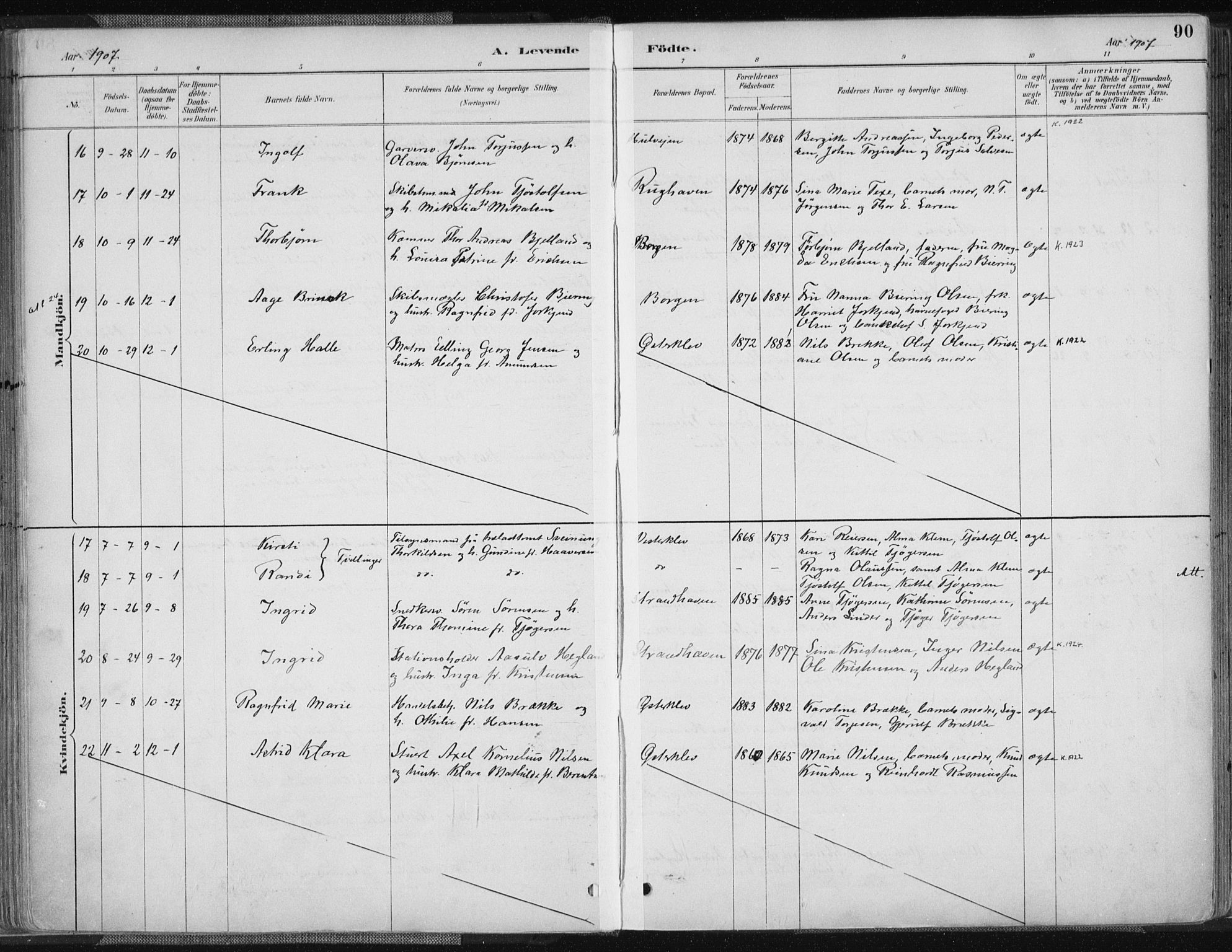 Tvedestrand sokneprestkontor, SAK/1111-0042/F/Fa/L0001: Parish register (official) no. A 1, 1885-1916, p. 90