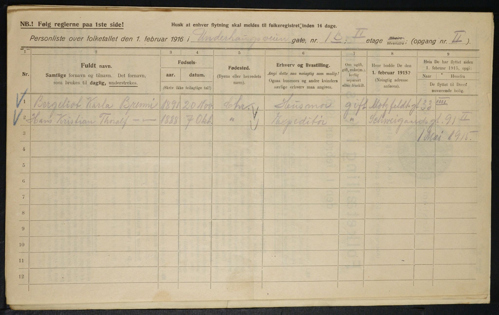 OBA, Municipal Census 1916 for Kristiania, 1916, p. 123481