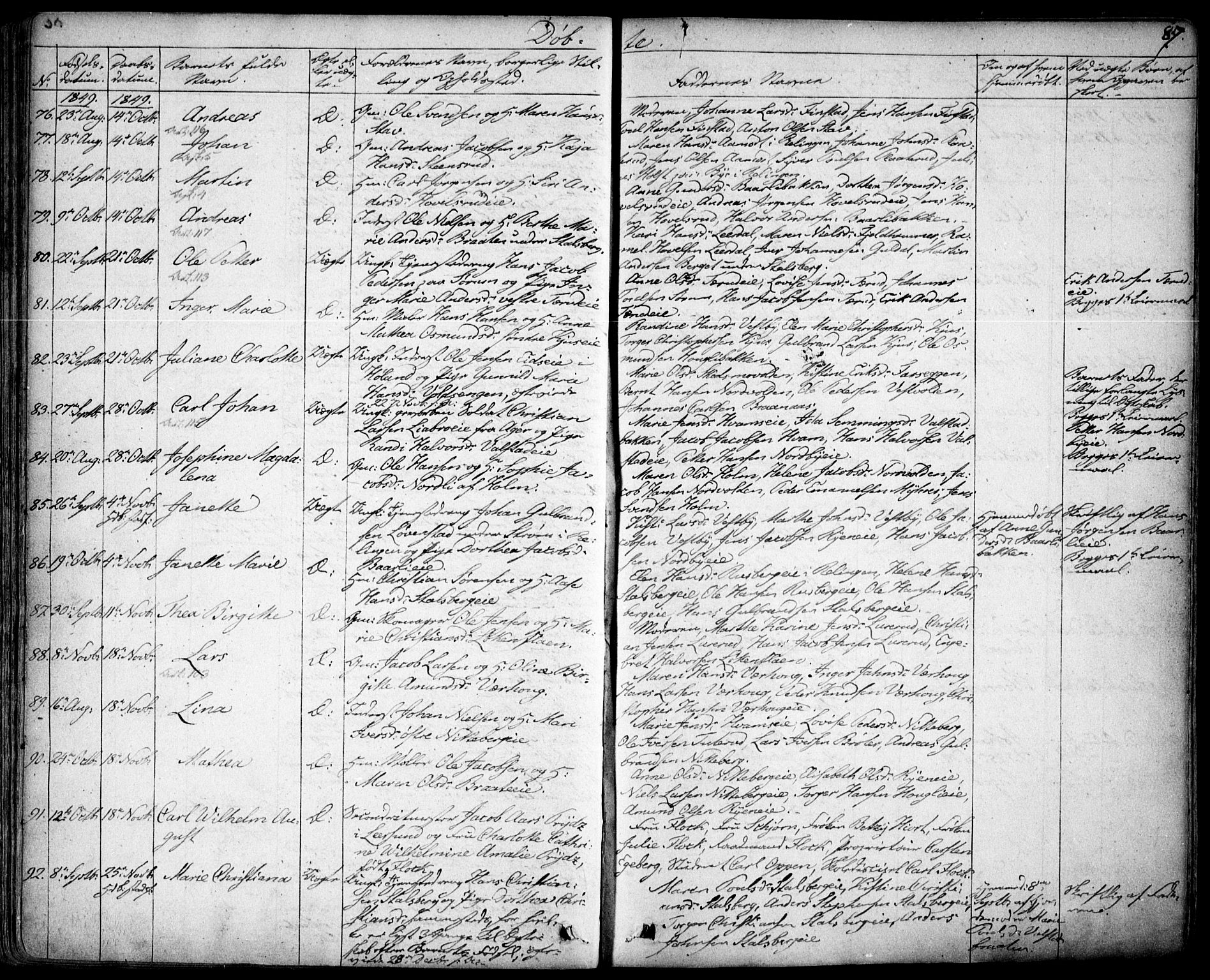 Skedsmo prestekontor Kirkebøker, SAO/A-10033a/F/Fa/L0009: Parish register (official) no. I 9, 1830-1853, p. 87