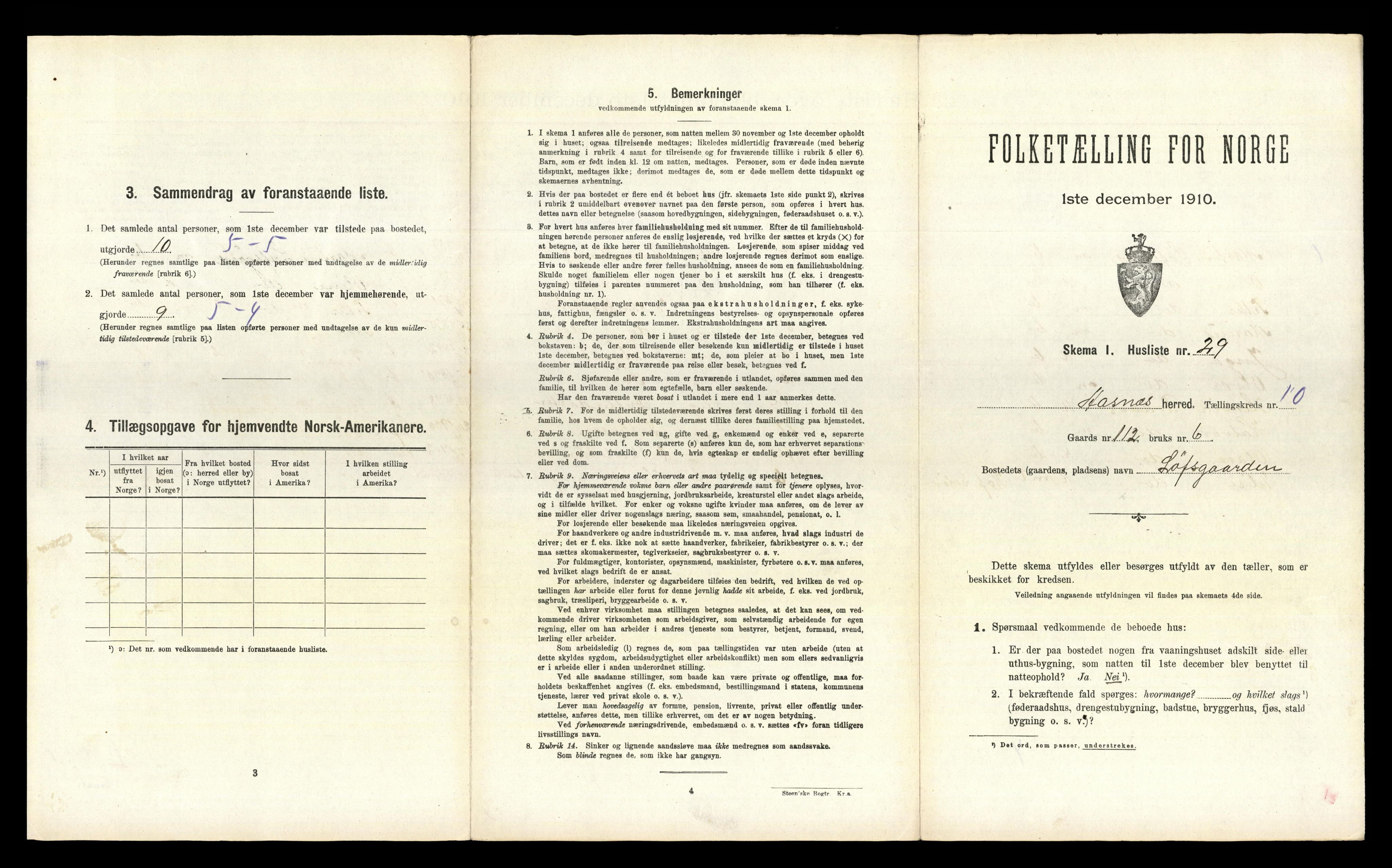 RA, 1910 census for Åsnes, 1910, p. 1568