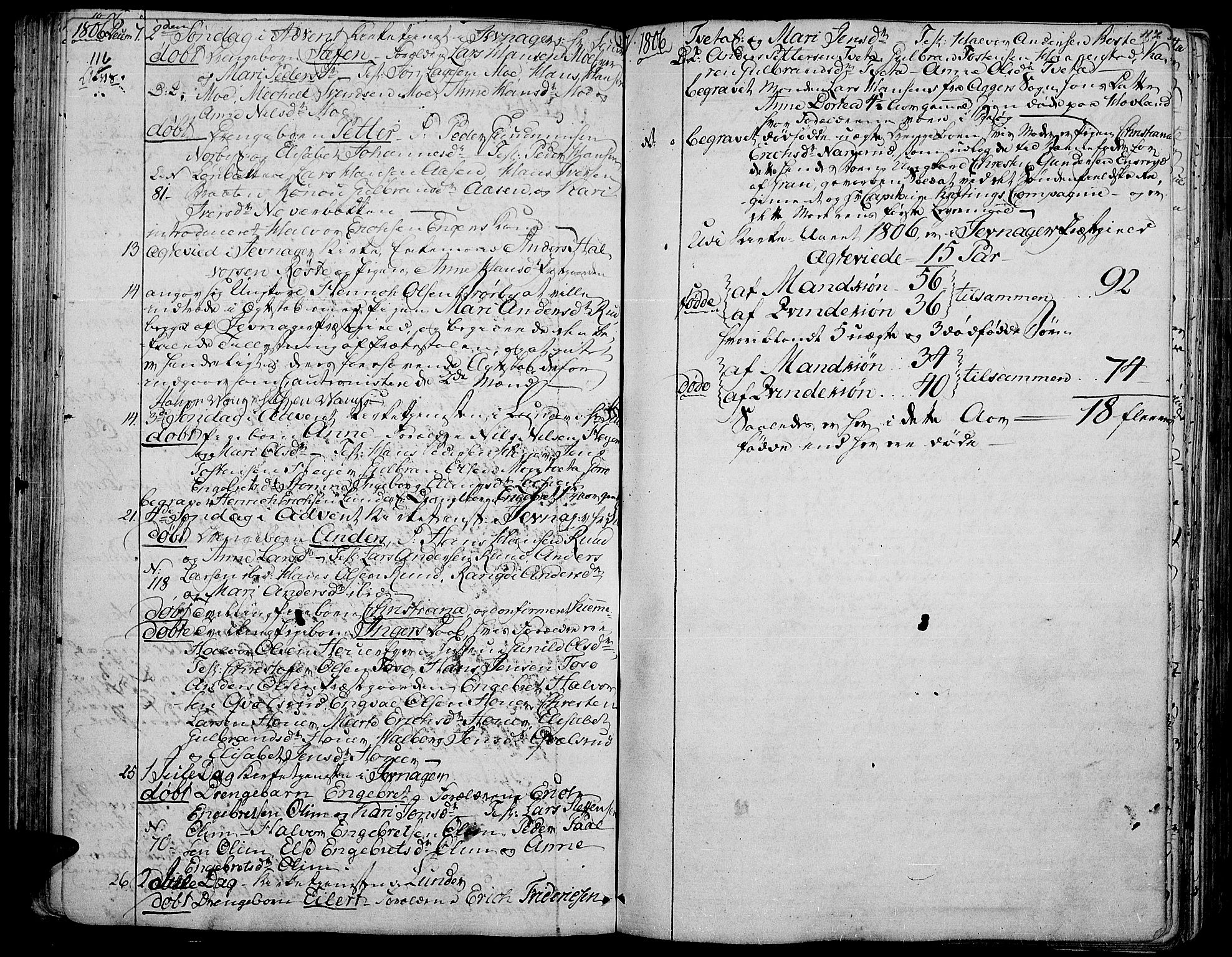 Jevnaker prestekontor, SAH/PREST-116/H/Ha/Haa/L0004: Parish register (official) no. 4, 1800-1861, p. 116-117