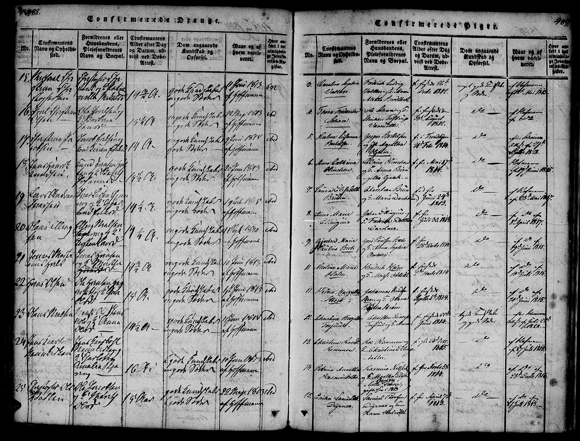 Ministerialprotokoller, klokkerbøker og fødselsregistre - Møre og Romsdal, AV/SAT-A-1454/572/L0842: Parish register (official) no. 572A05, 1819-1832, p. 488-489