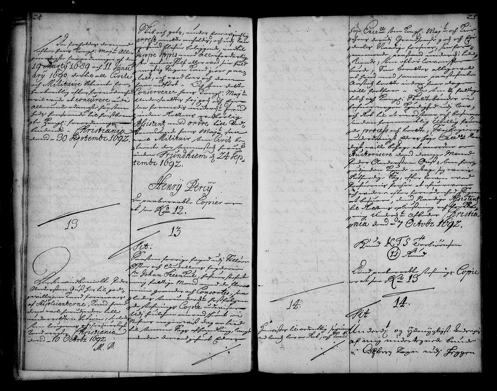 Stattholderembetet 1572-1771, AV/RA-EA-2870/Ae/L0010: Supplikasjons- og resolusjonsprotokoll, 1692-1693, p. 24-25