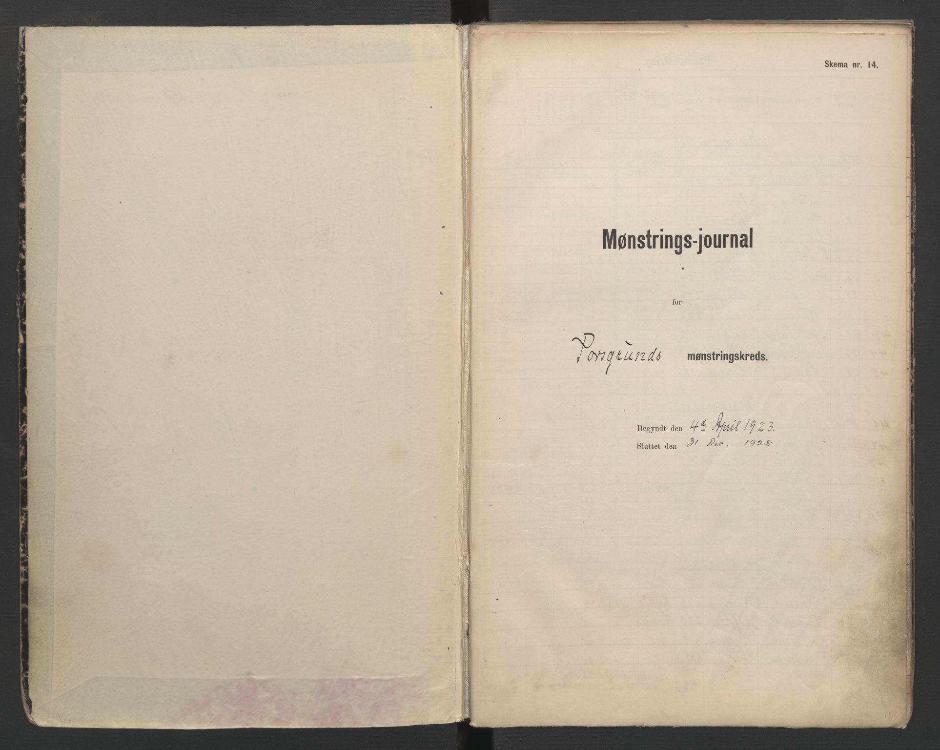 Porsgrunn innrulleringskontor, SAKO/A-829/H/Ha/L0011: Mønstringsjournal, 1923-1928, p. 2