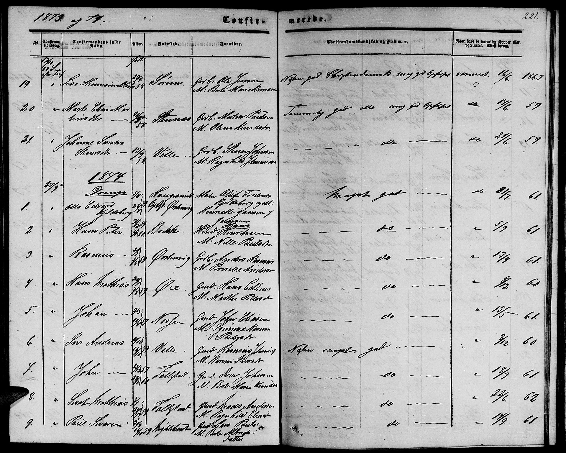 Ministerialprotokoller, klokkerbøker og fødselsregistre - Møre og Romsdal, SAT/A-1454/513/L0188: Parish register (copy) no. 513C02, 1865-1882, p. 221