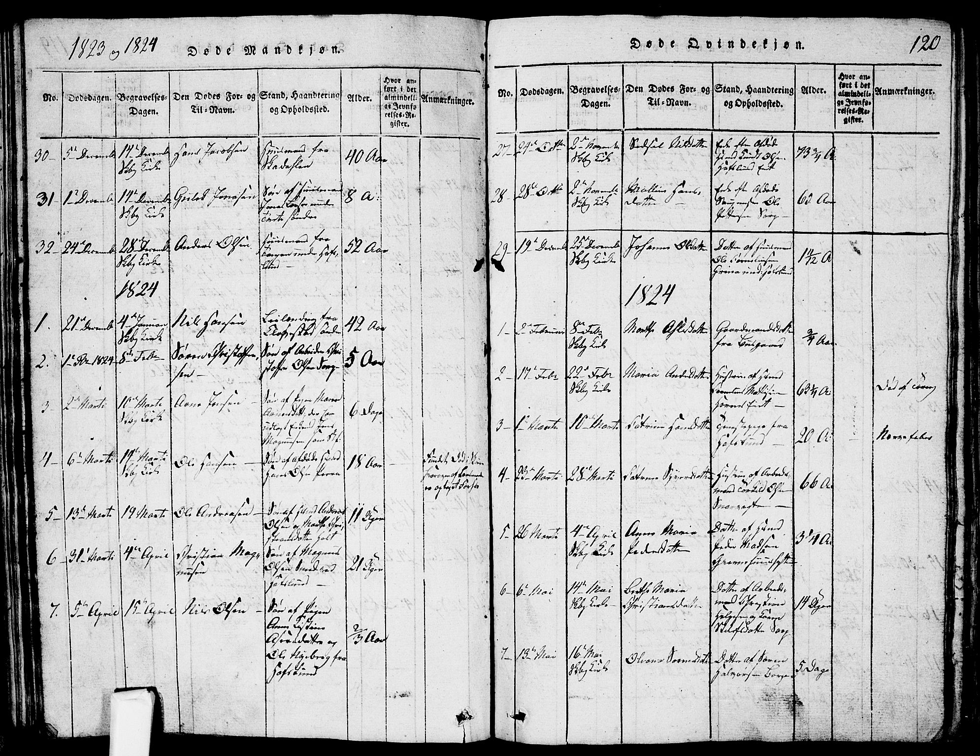 Skjeberg prestekontor Kirkebøker, SAO/A-10923/G/Ga/L0001: Parish register (copy) no. I 1, 1815-1830, p. 120