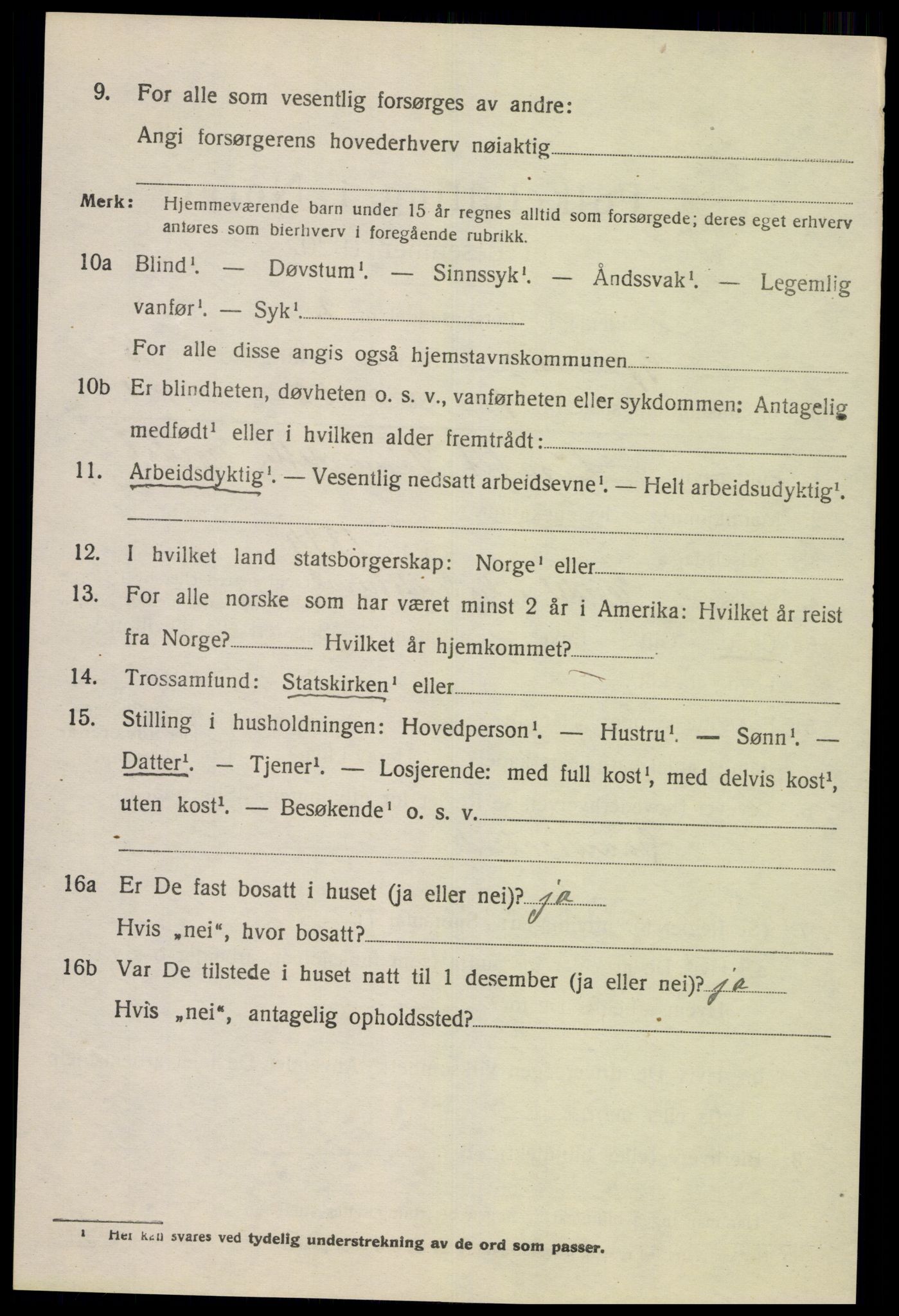 SAK, 1920 census for Gyland, 1920, p. 1191