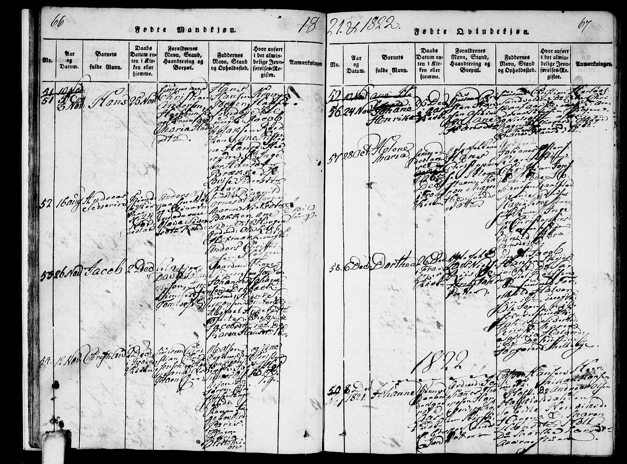 Ås prestekontor Kirkebøker, AV/SAO-A-10894/F/Fa/L0004: Parish register (official) no. I 4, 1818-1826, p. 66-67