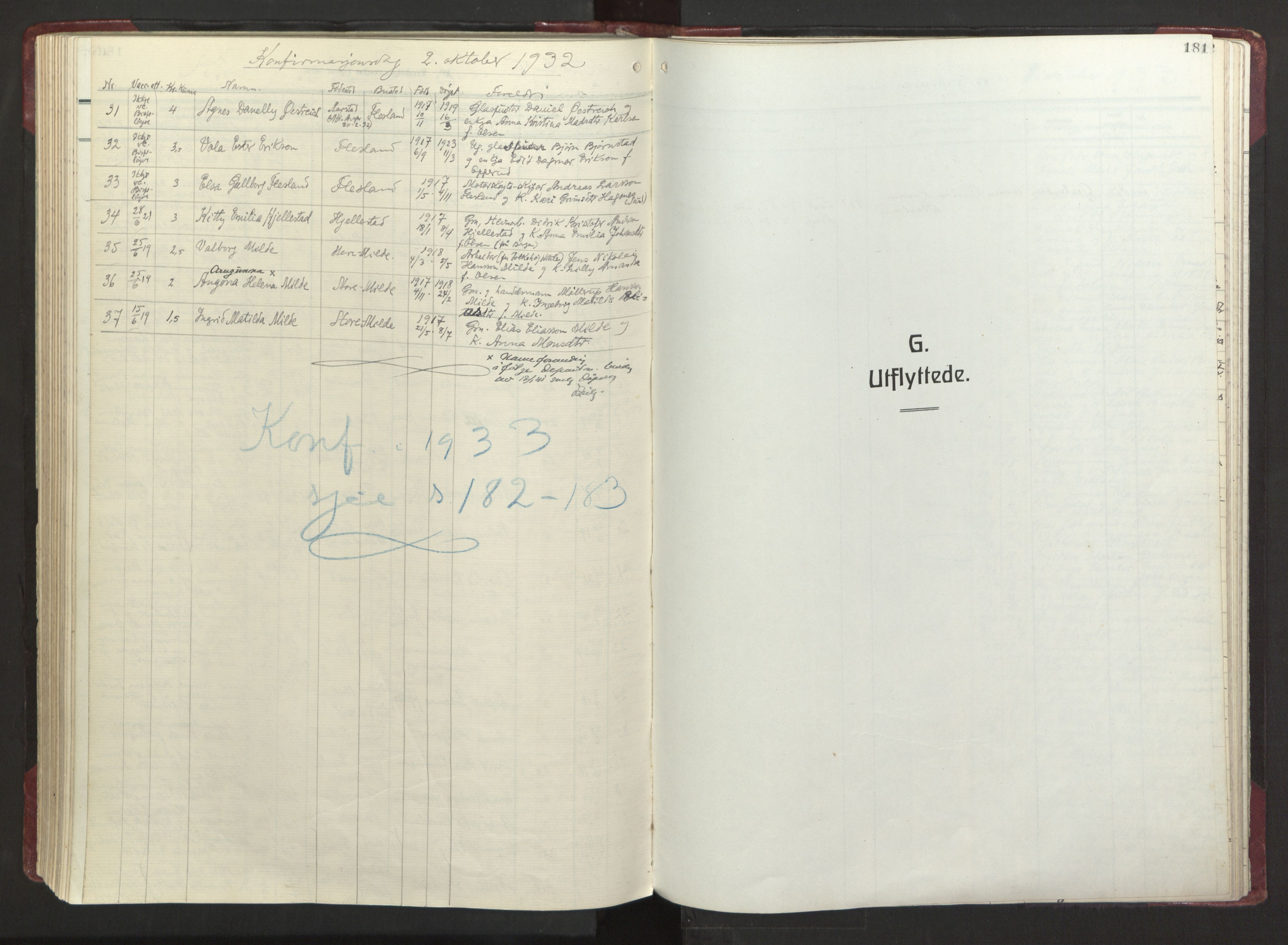 Fana Sokneprestembete, AV/SAB-A-75101/H/Haa/Haab/L0006: Parish register (official) no. B 6, 1923-1967, p. 181