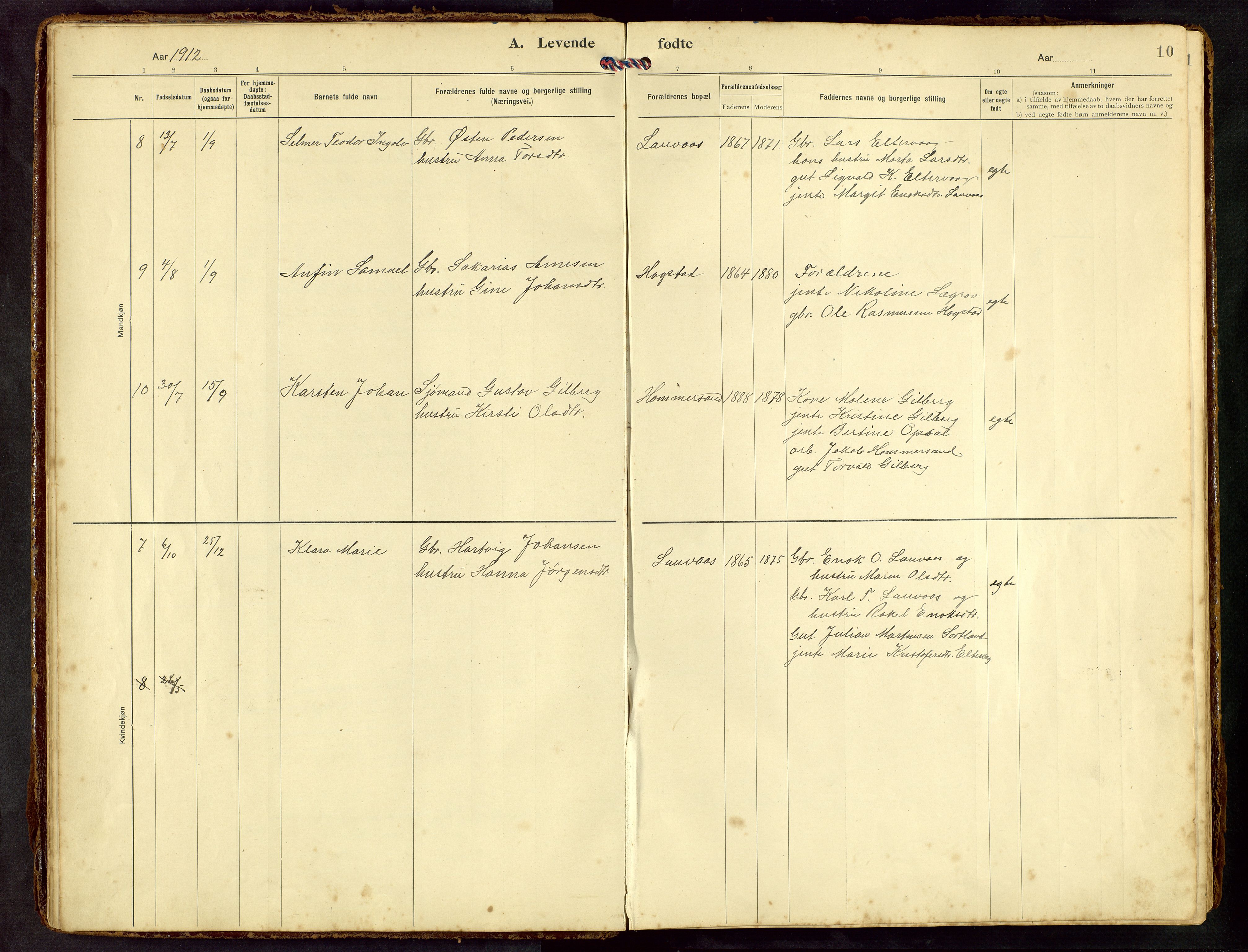 Hetland sokneprestkontor, SAST/A-101826/30/30BB/L0010: Parish register (copy) no. B 10, 1910-1968, p. 10
