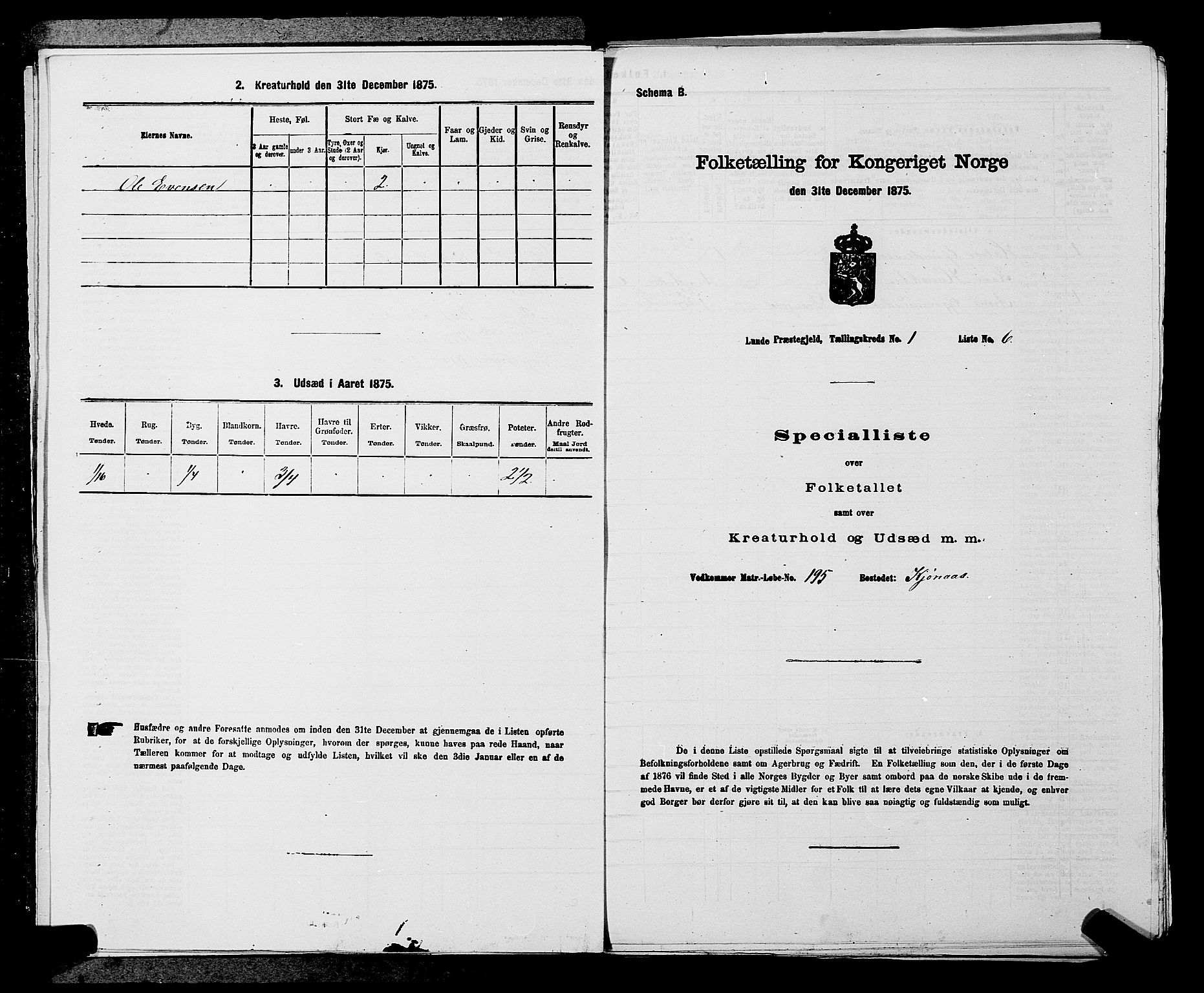 SAKO, 1875 census for 0820P Lunde, 1875, p. 48