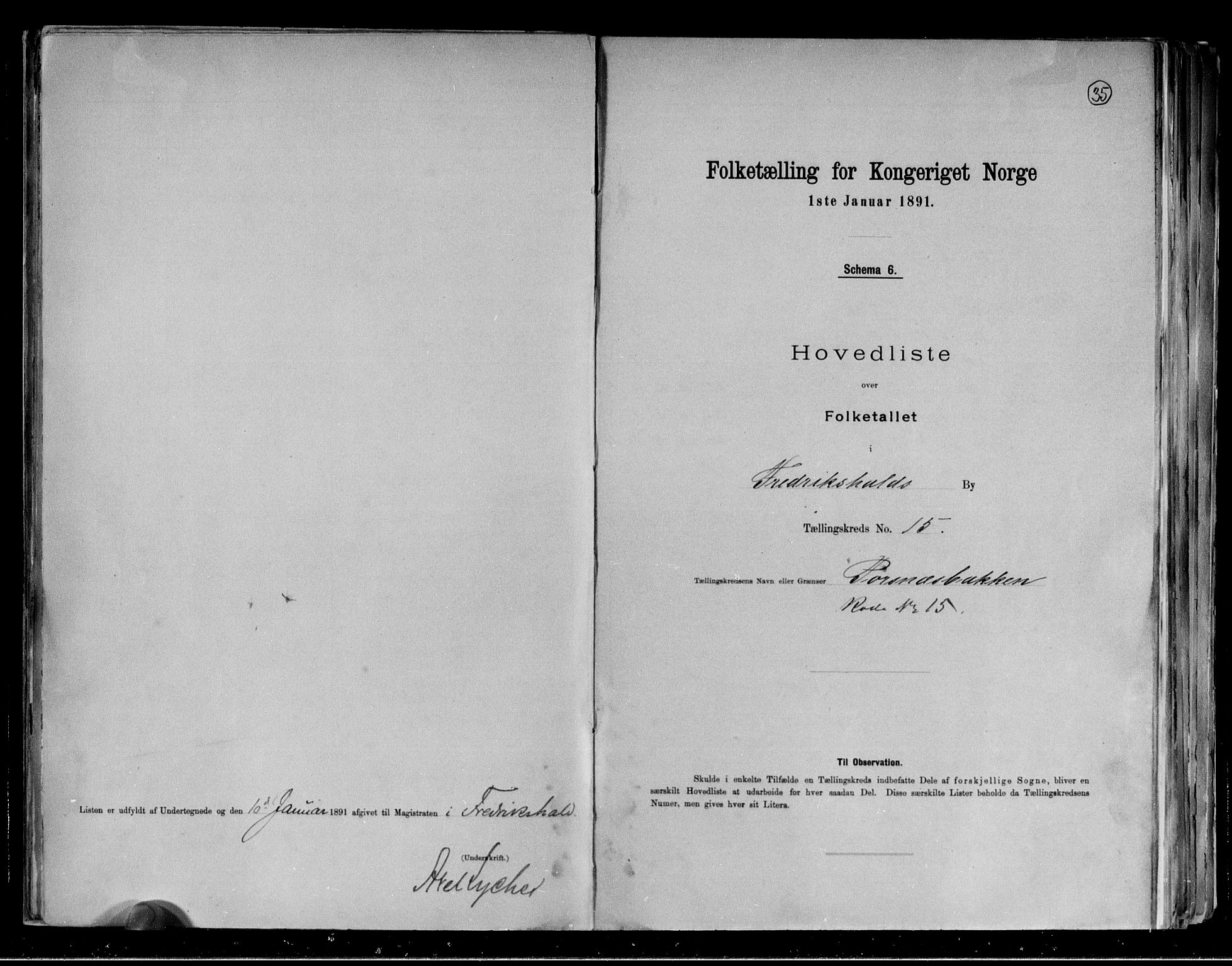 RA, 1891 census for 0101 Fredrikshald, 1891, p. 35