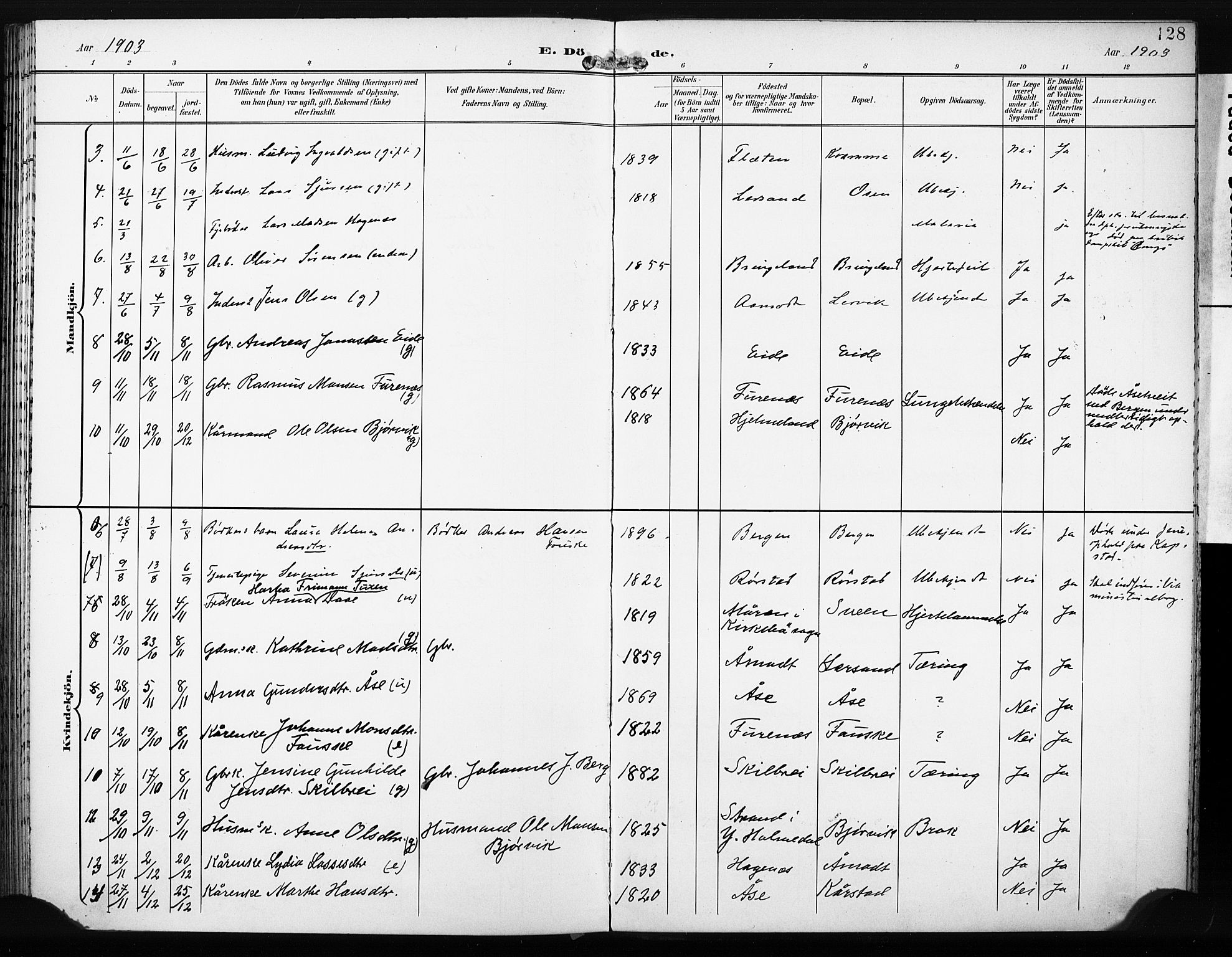 Gaular sokneprestembete, AV/SAB-A-80001/H/Haa: Parish register (official) no. C 2, 1898-1910, p. 128