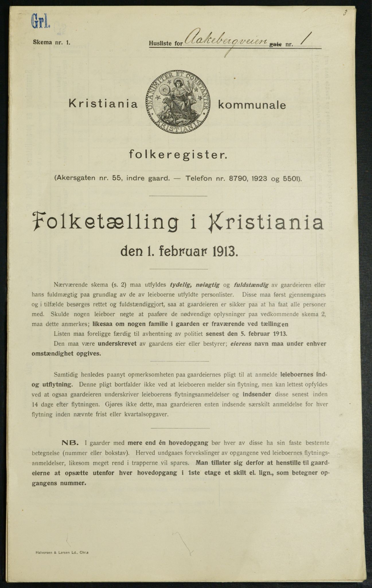 OBA, Municipal Census 1913 for Kristiania, 1913, p. 130194