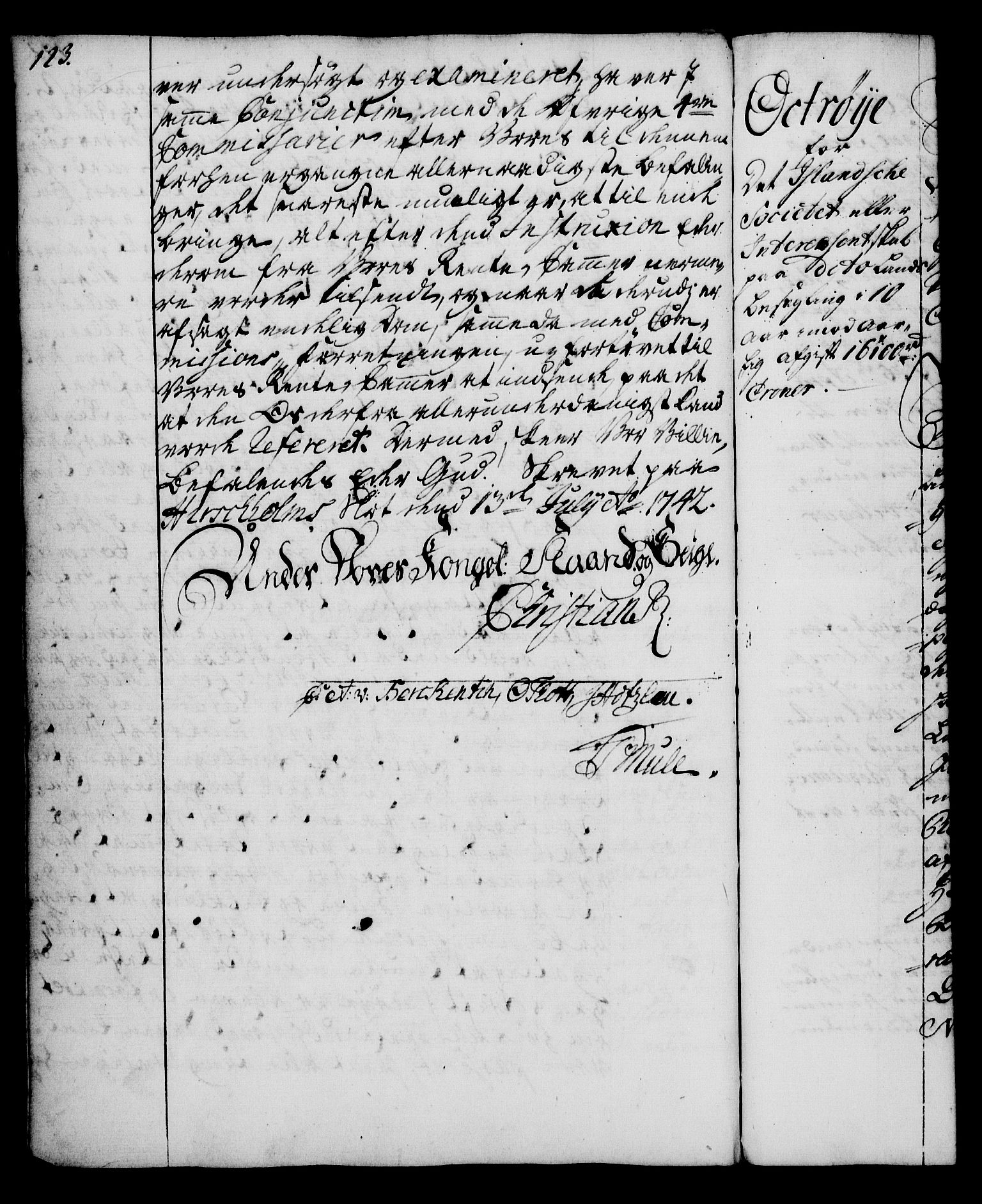 Rentekammeret, Kammerkanselliet, AV/RA-EA-3111/G/Gg/Gga/L0005: Norsk ekspedisjonsprotokoll med register (merket RK 53.5), 1741-1749, p. 123