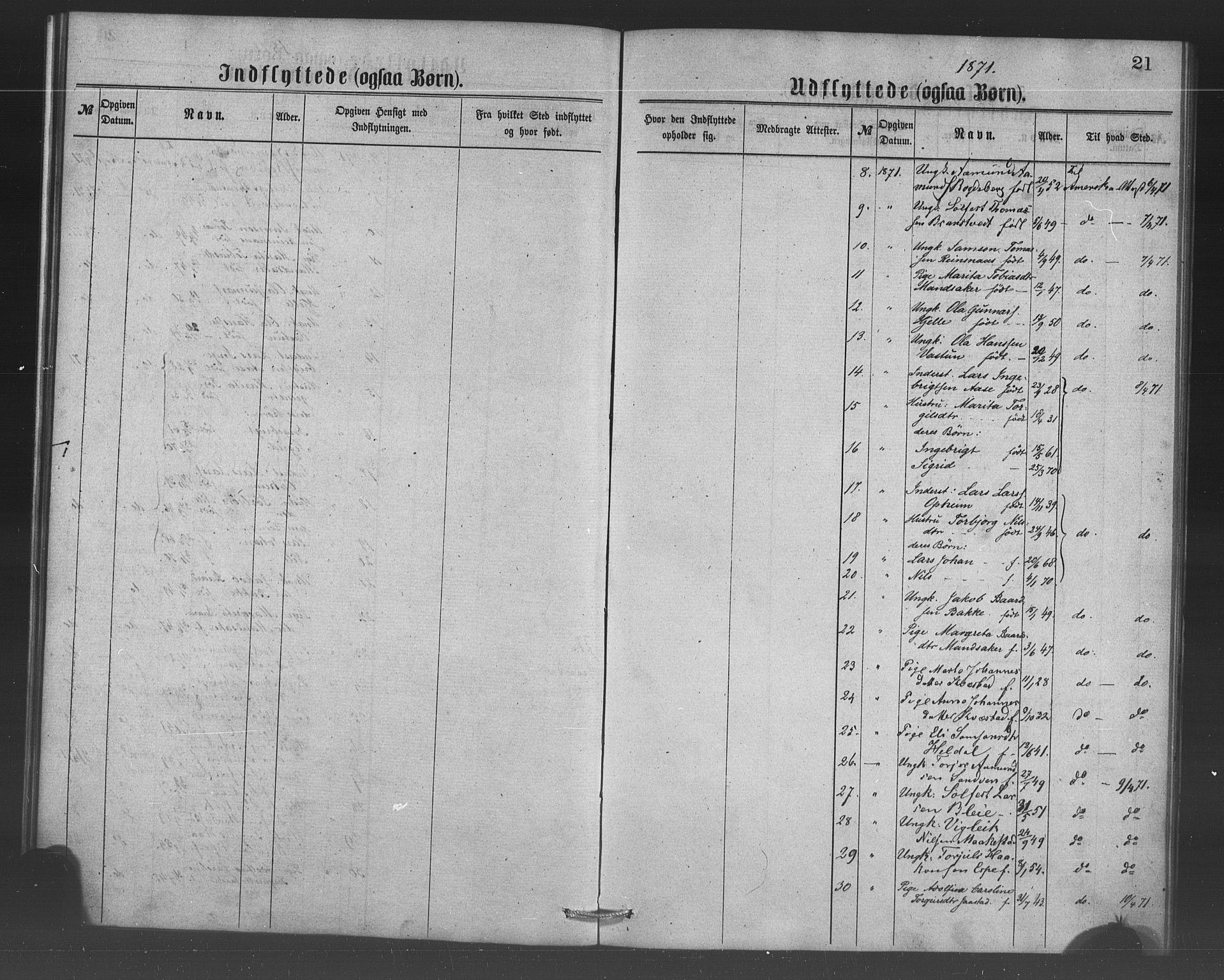 Ullensvang sokneprestembete, AV/SAB-A-78701/H/Haa: Parish register (official) no. A 16, 1867-1882, p. 21