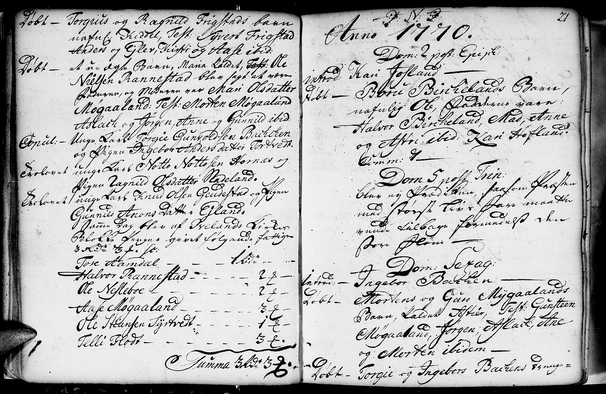 Evje sokneprestkontor, SAK/1111-0008/F/Fa/Fac/L0002: Parish register (official) no. A 2, 1765-1816, p. 21
