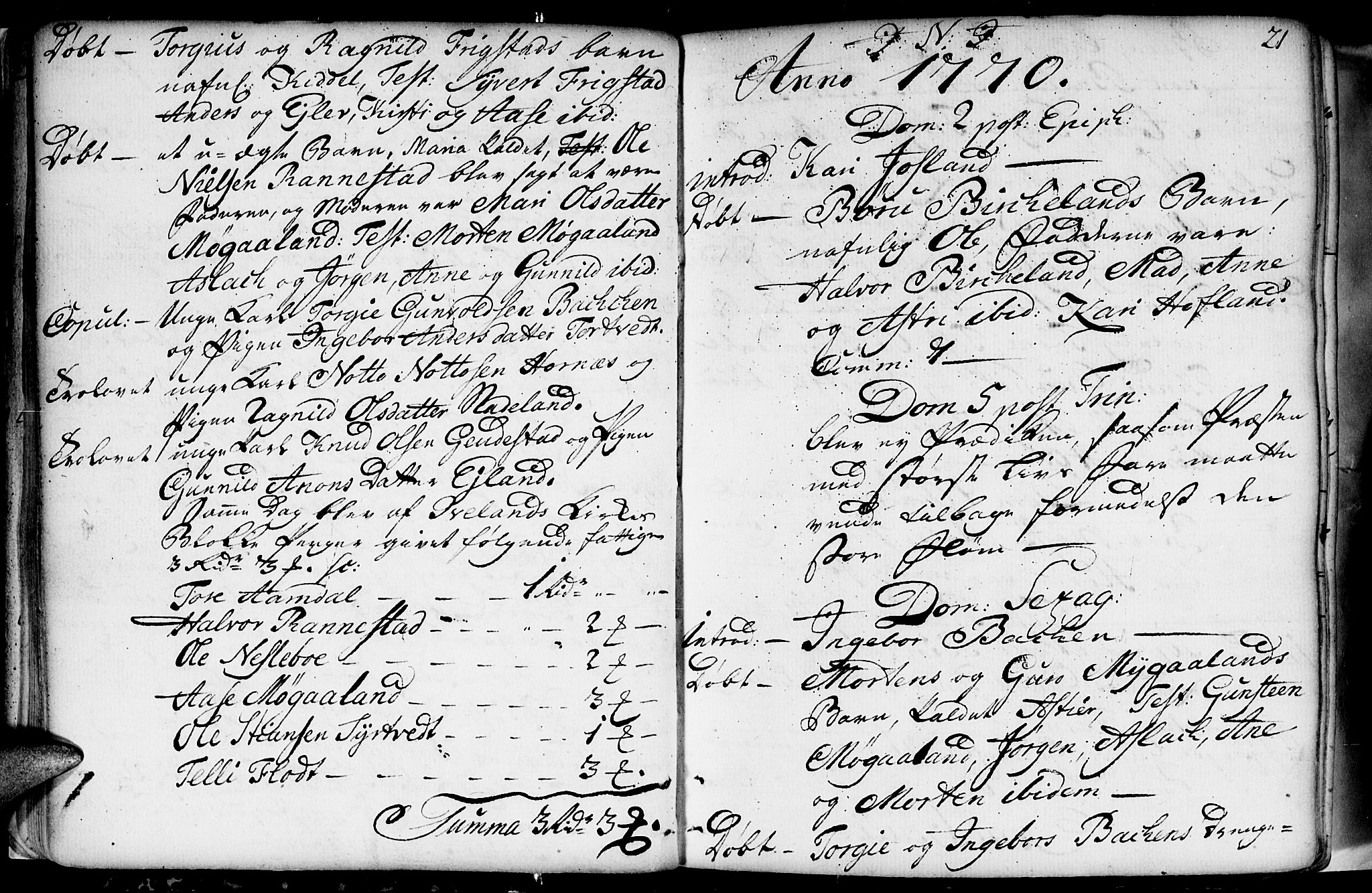 Evje sokneprestkontor, AV/SAK-1111-0008/F/Fa/Fac/L0002: Parish register (official) no. A 2, 1765-1816, p. 21