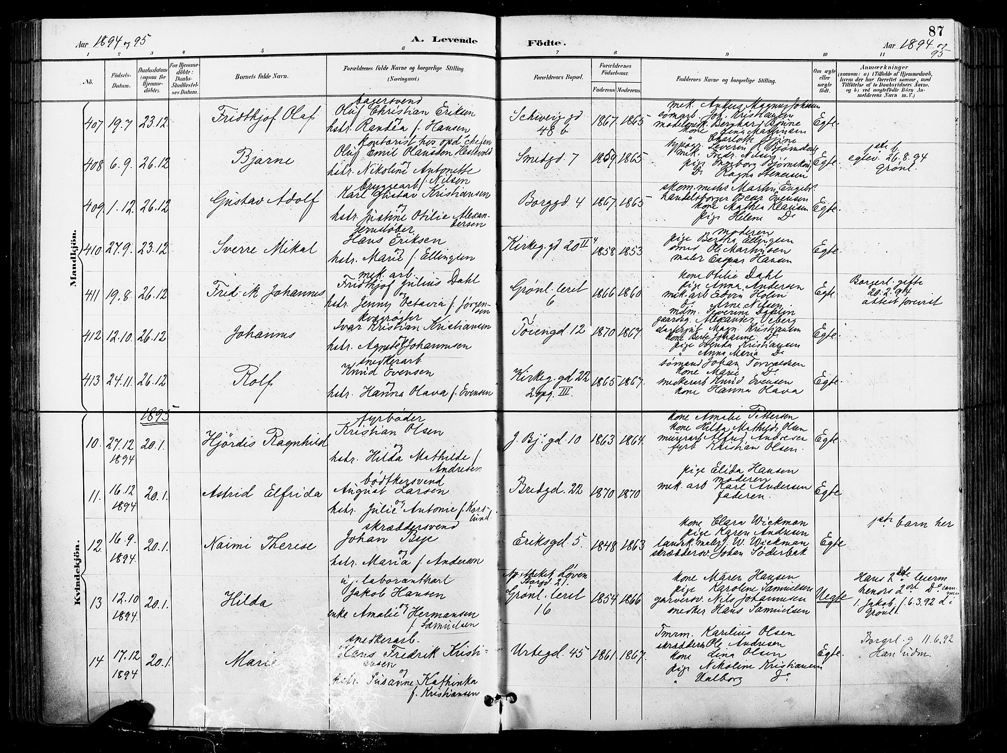 Grønland prestekontor Kirkebøker, AV/SAO-A-10848/F/Fa/L0012: Parish register (official) no. 12, 1893-1900, p. 87