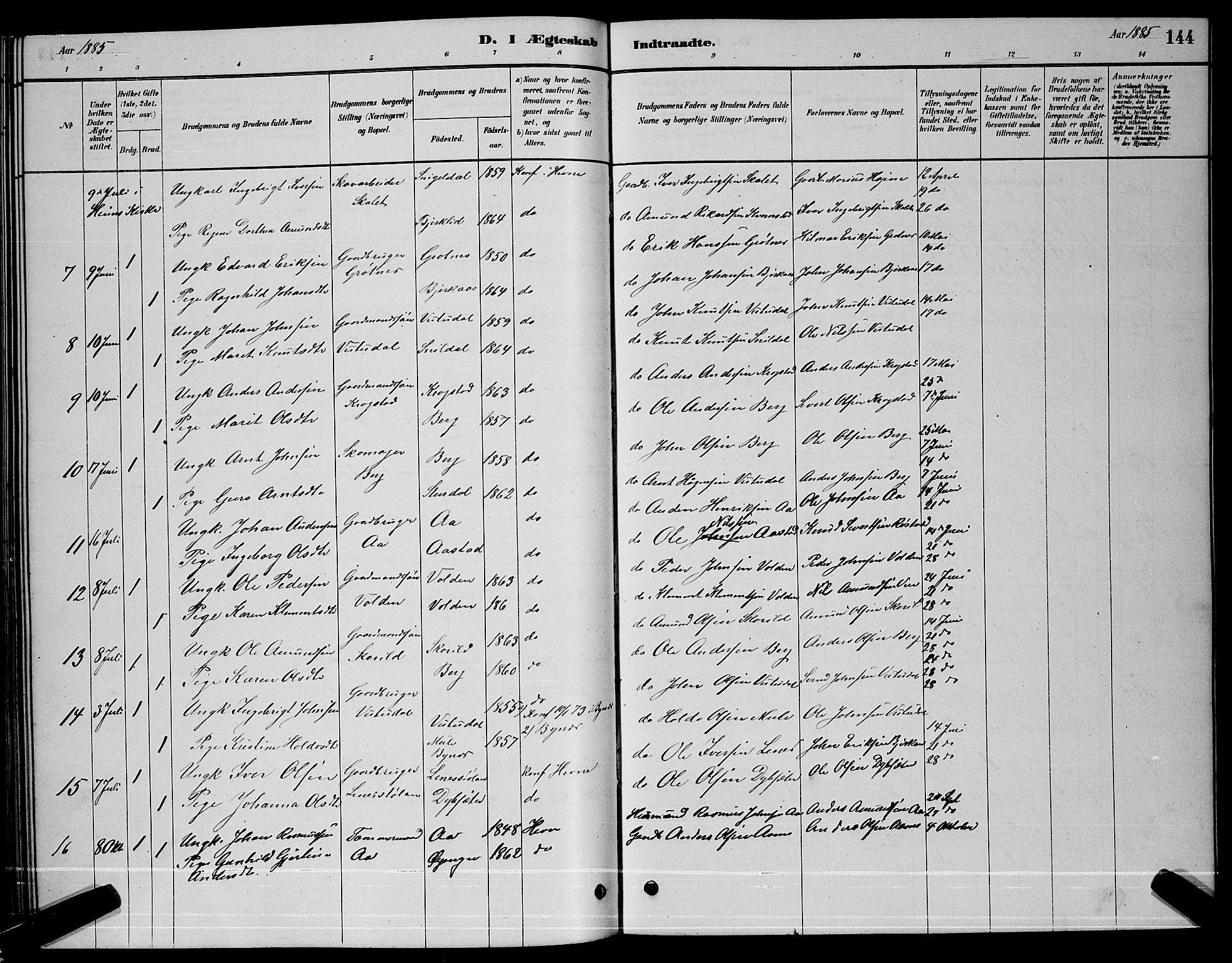 Ministerialprotokoller, klokkerbøker og fødselsregistre - Sør-Trøndelag, AV/SAT-A-1456/630/L0504: Parish register (copy) no. 630C02, 1879-1898, p. 144