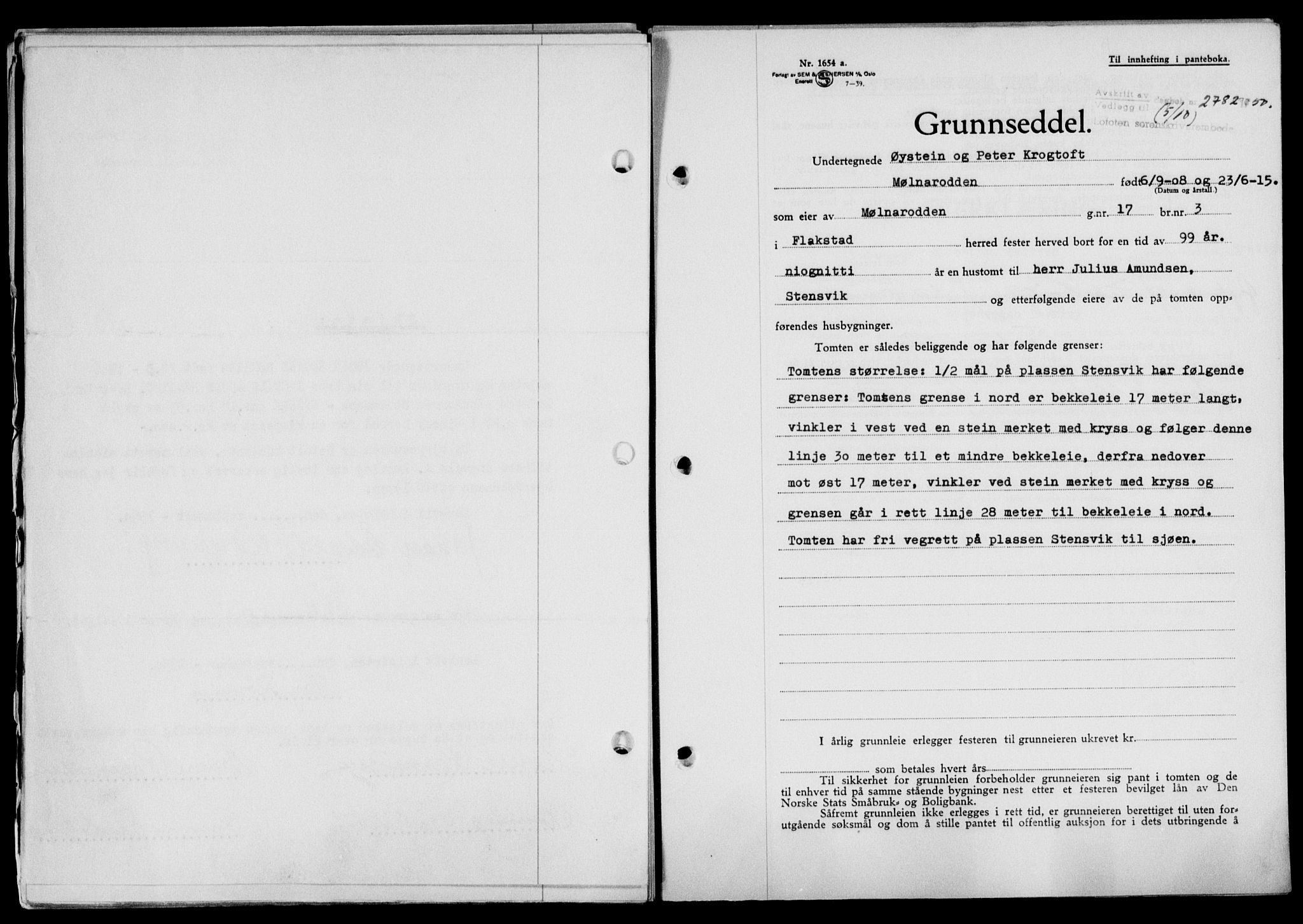 Lofoten sorenskriveri, SAT/A-0017/1/2/2C/L0024a: Mortgage book no. 24a, 1950-1950, Diary no: : 2782/1950