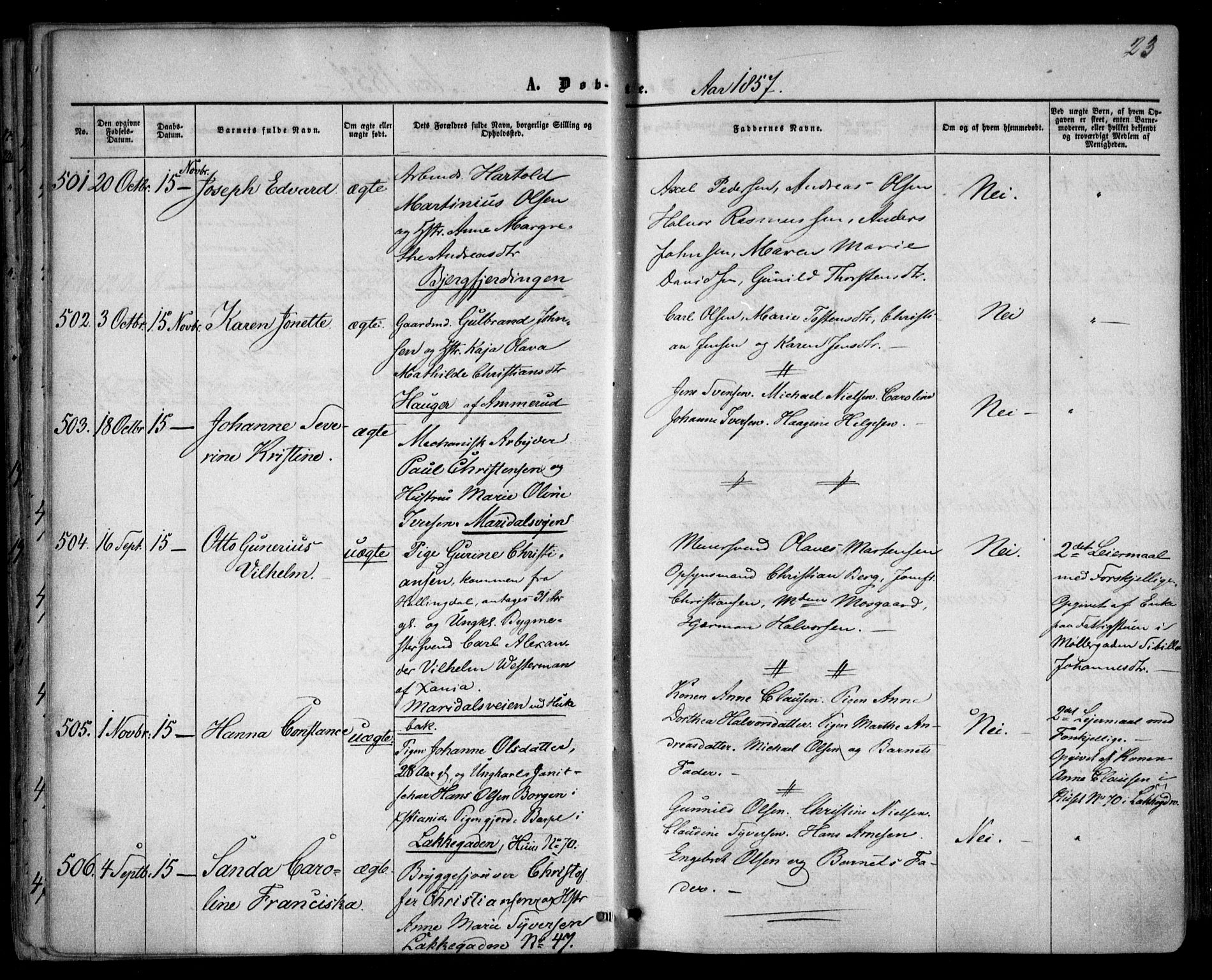 Vestre Aker prestekontor Kirkebøker, AV/SAO-A-10025/F/Fa/L0003: Parish register (official) no. 3, 1857-1868, p. 23