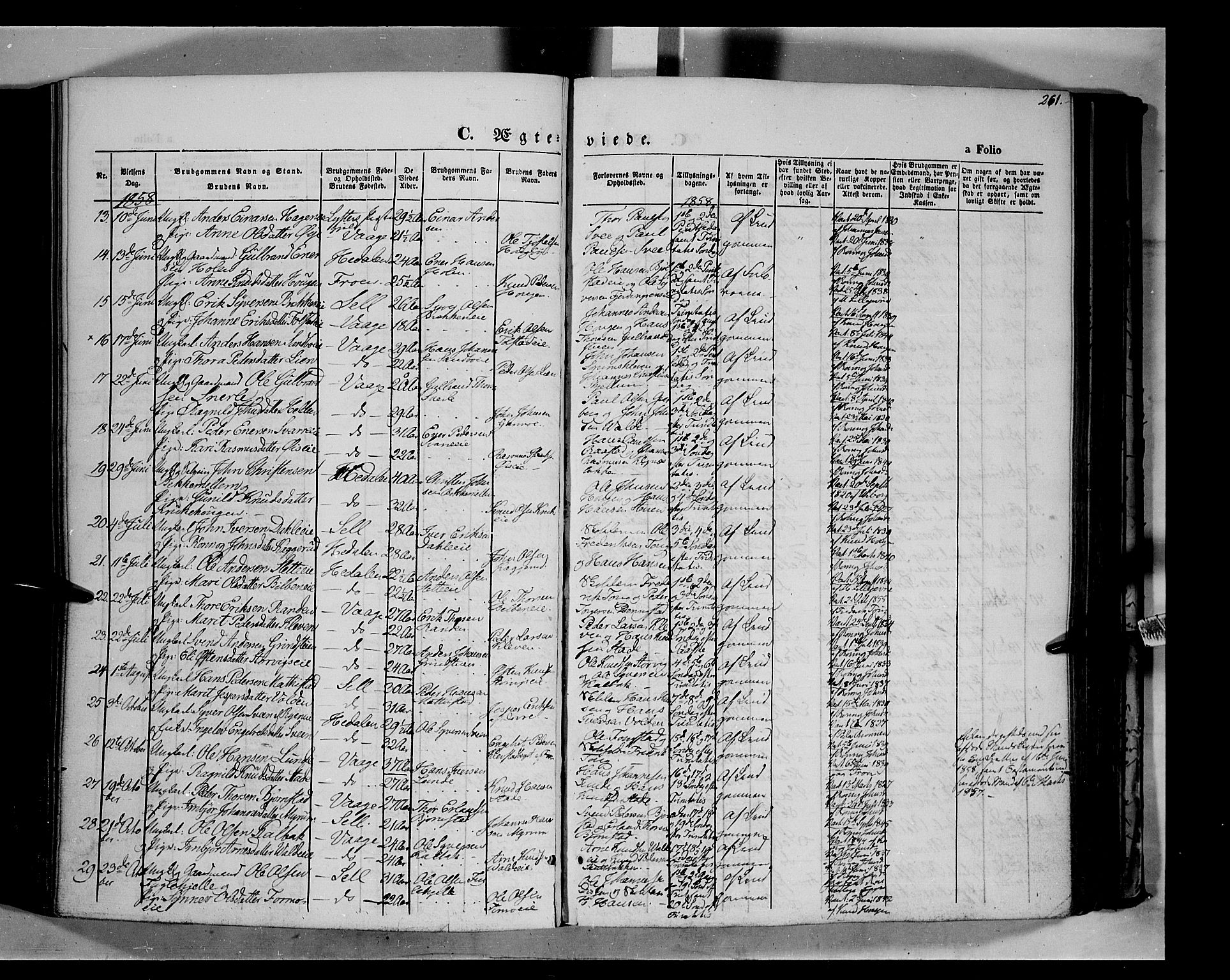 Vågå prestekontor, AV/SAH-PREST-076/H/Ha/Haa/L0006: Parish register (official) no. 6 /1, 1856-1872, p. 261