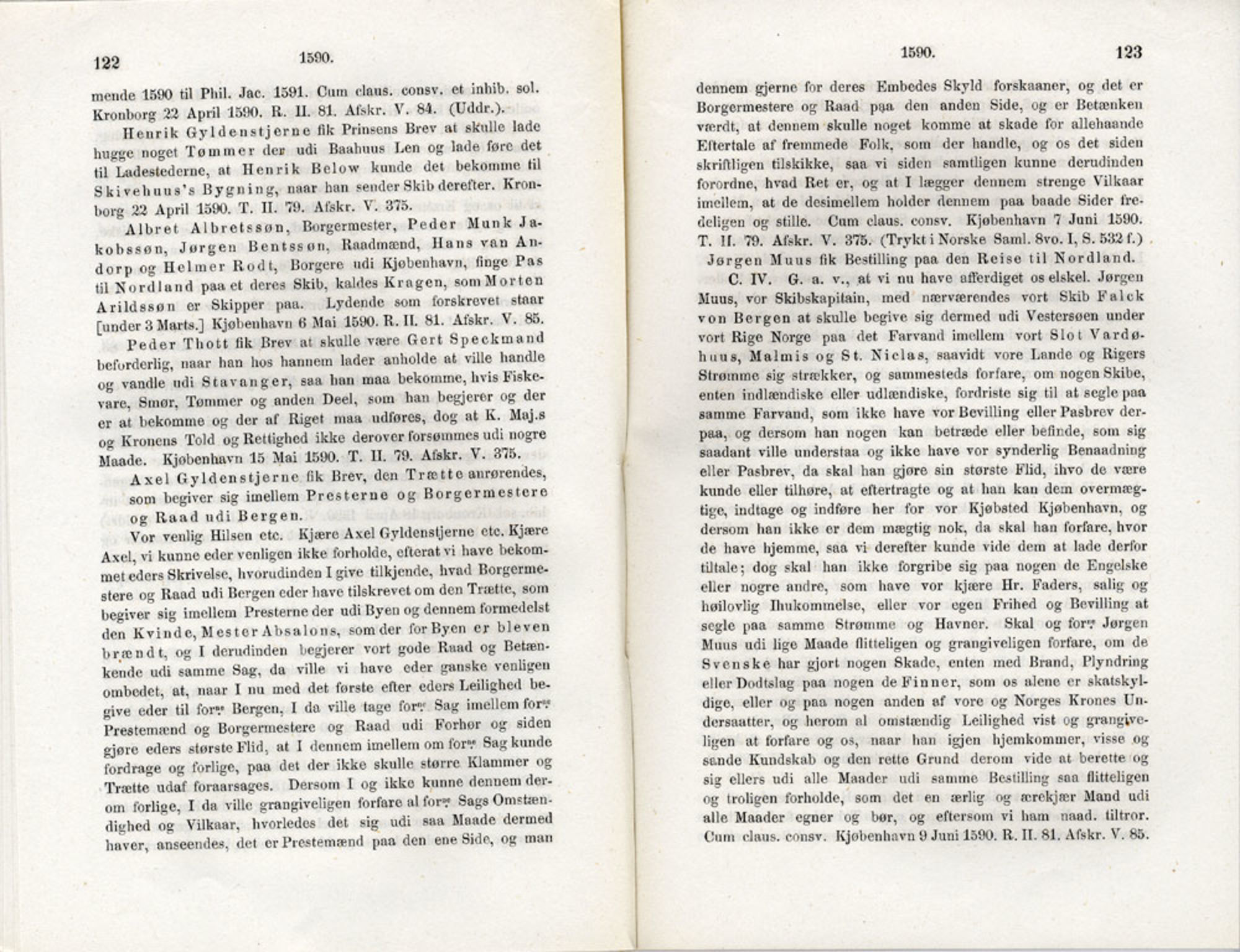 Publikasjoner utgitt av Det Norske Historiske Kildeskriftfond, PUBL/-/-/-: Norske Rigs-Registranter, bind 3, 1588-1602, p. 122-123