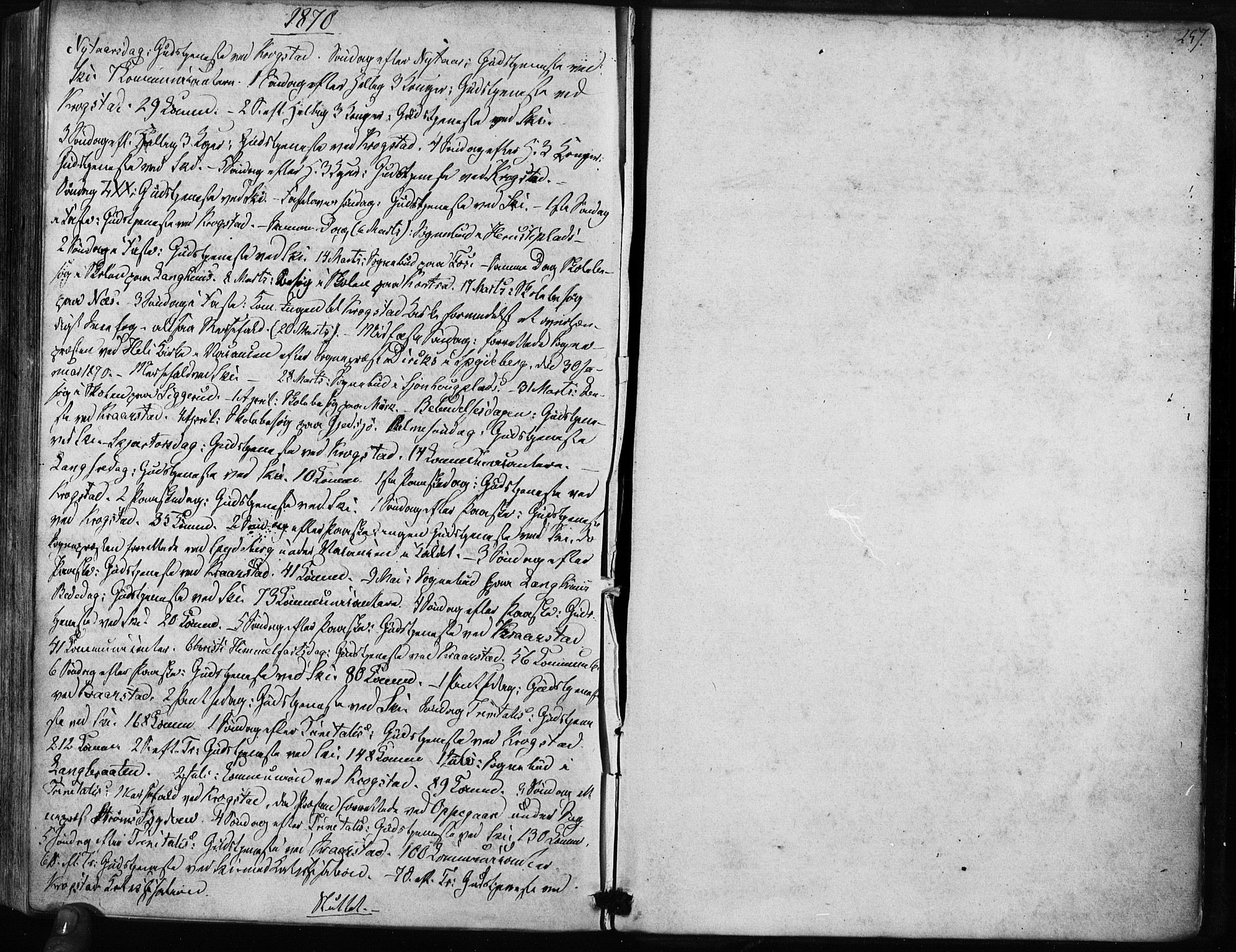 Kråkstad prestekontor Kirkebøker, SAO/A-10125a/F/Fa/L0007: Parish register (official) no. I 7, 1858-1870, p. 257