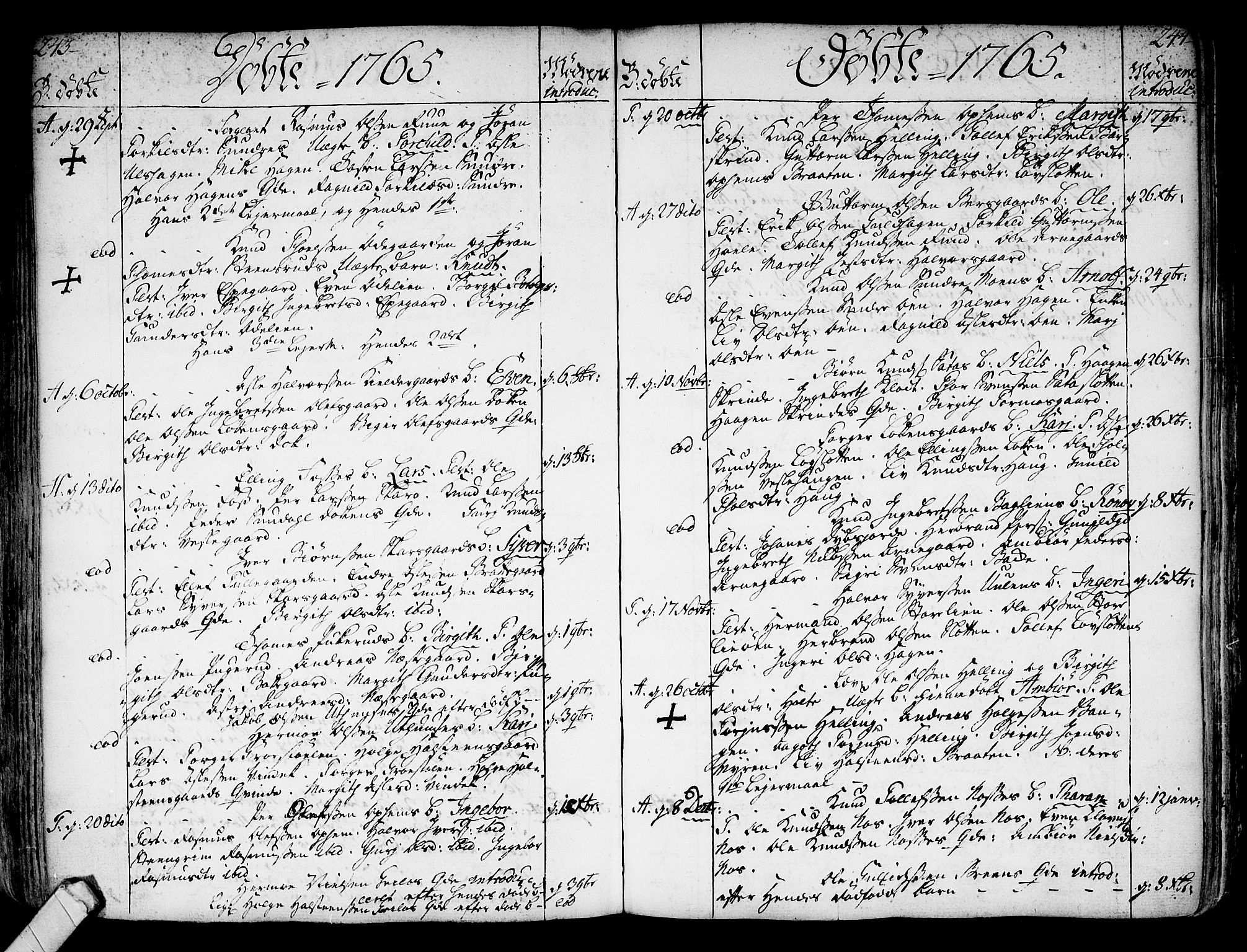 Ål kirkebøker, AV/SAKO-A-249/F/Fa/L0001: Parish register (official) no. I 1, 1744-1769, p. 243-244