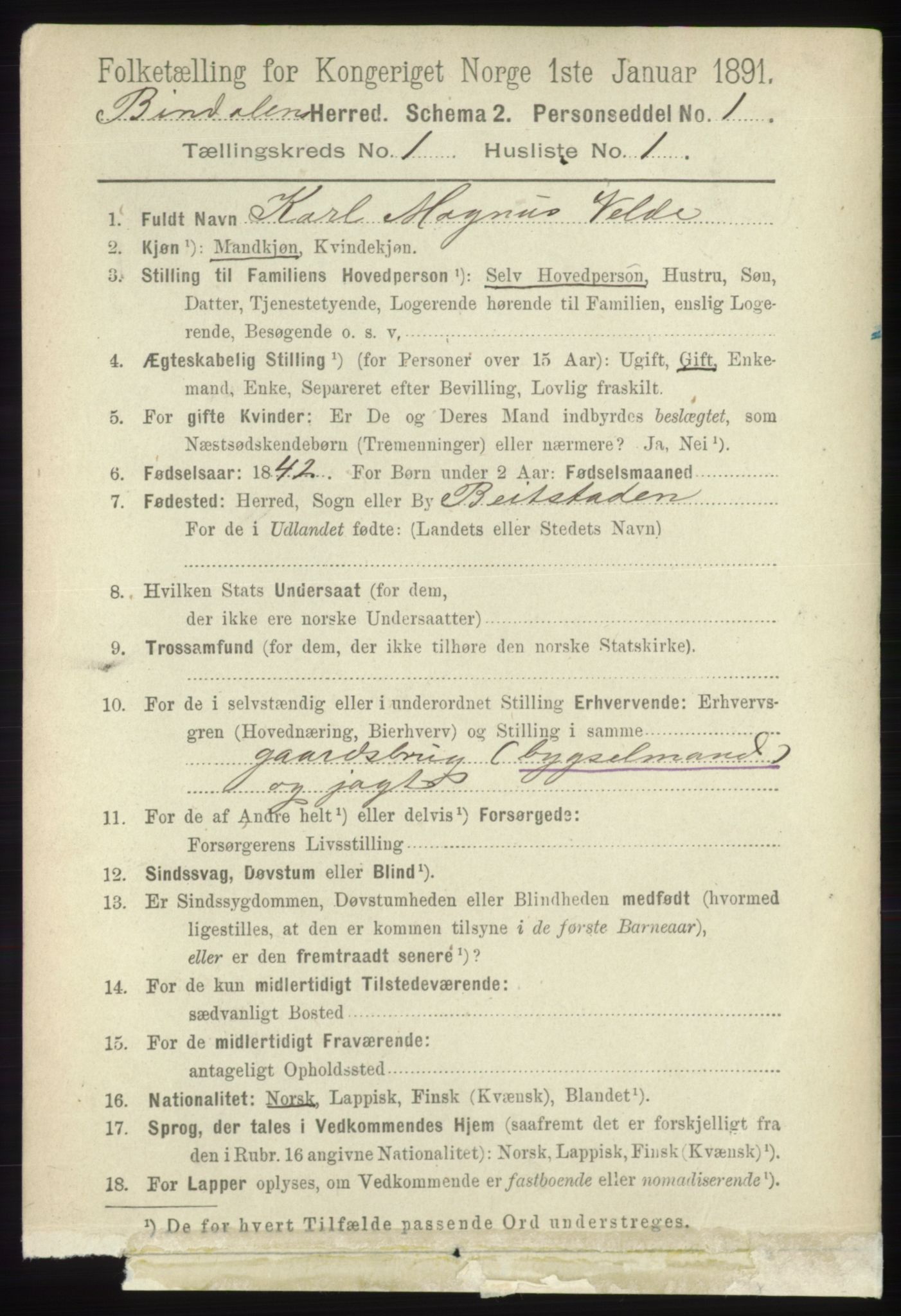 RA, 1891 census for 1811 Bindal, 1891, p. 55