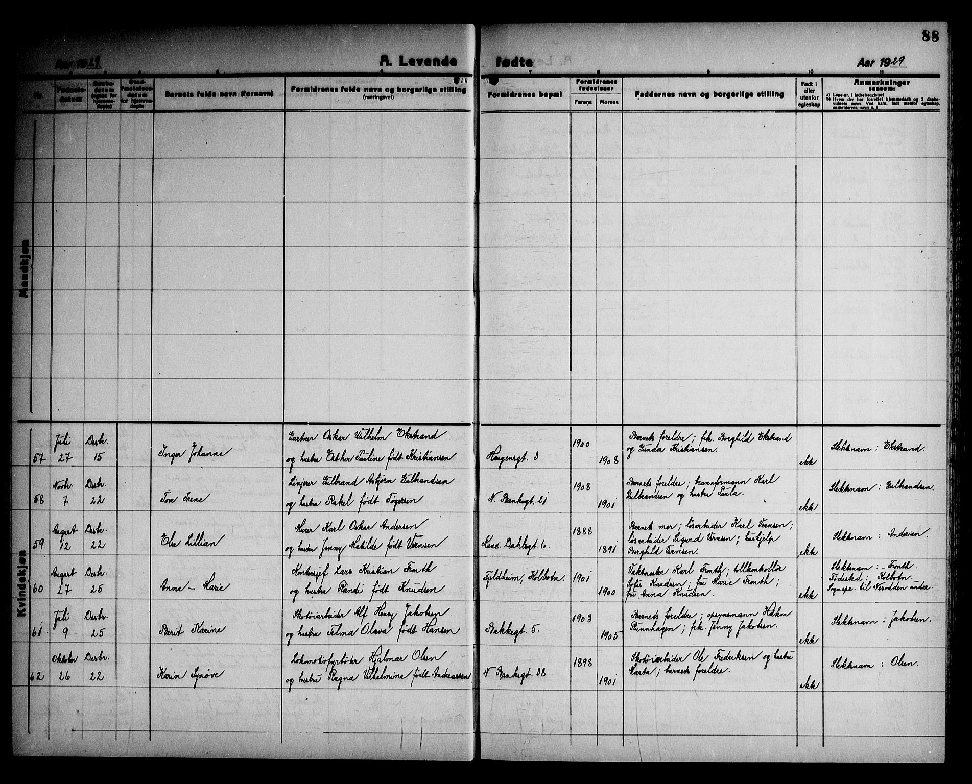 Halden prestekontor Kirkebøker, AV/SAO-A-10909/G/Ga/L0012: Parish register (copy) no. 12, 1923-1946, p. 88