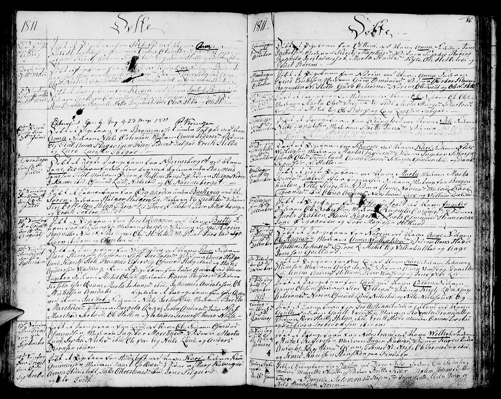 Nedstrand sokneprestkontor, SAST/A-101841/01/IV: Parish register (official) no. A 5, 1795-1816, p. 86