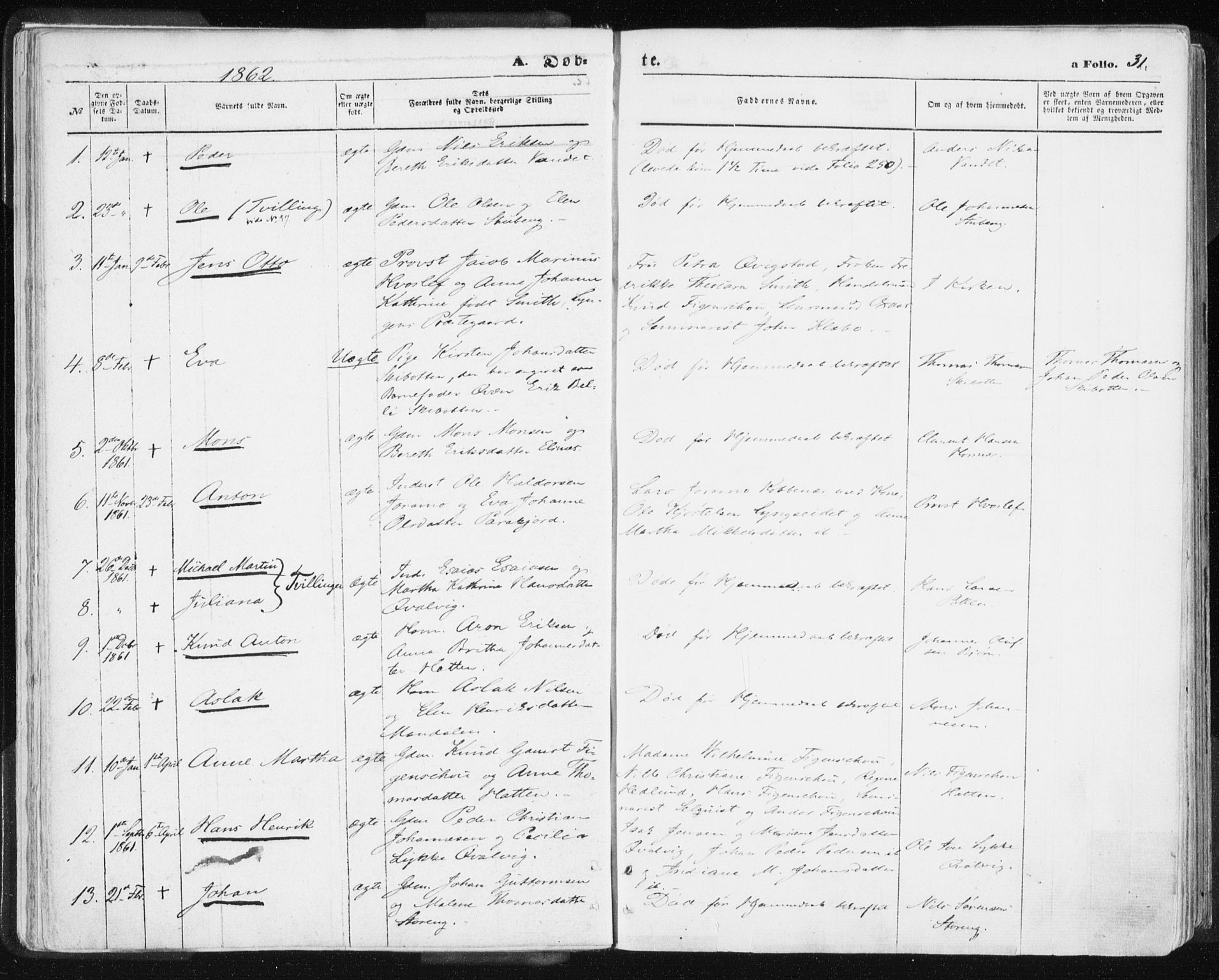 Lyngen sokneprestembete, AV/SATØ-S-1289/H/He/Hea/L0005kirke: Parish register (official) no. 5, 1859-1869, p. 31