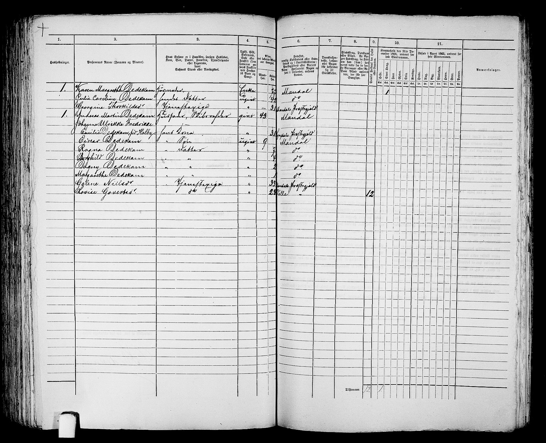 RA, 1865 census for Mandal/Mandal, 1865, p. 205