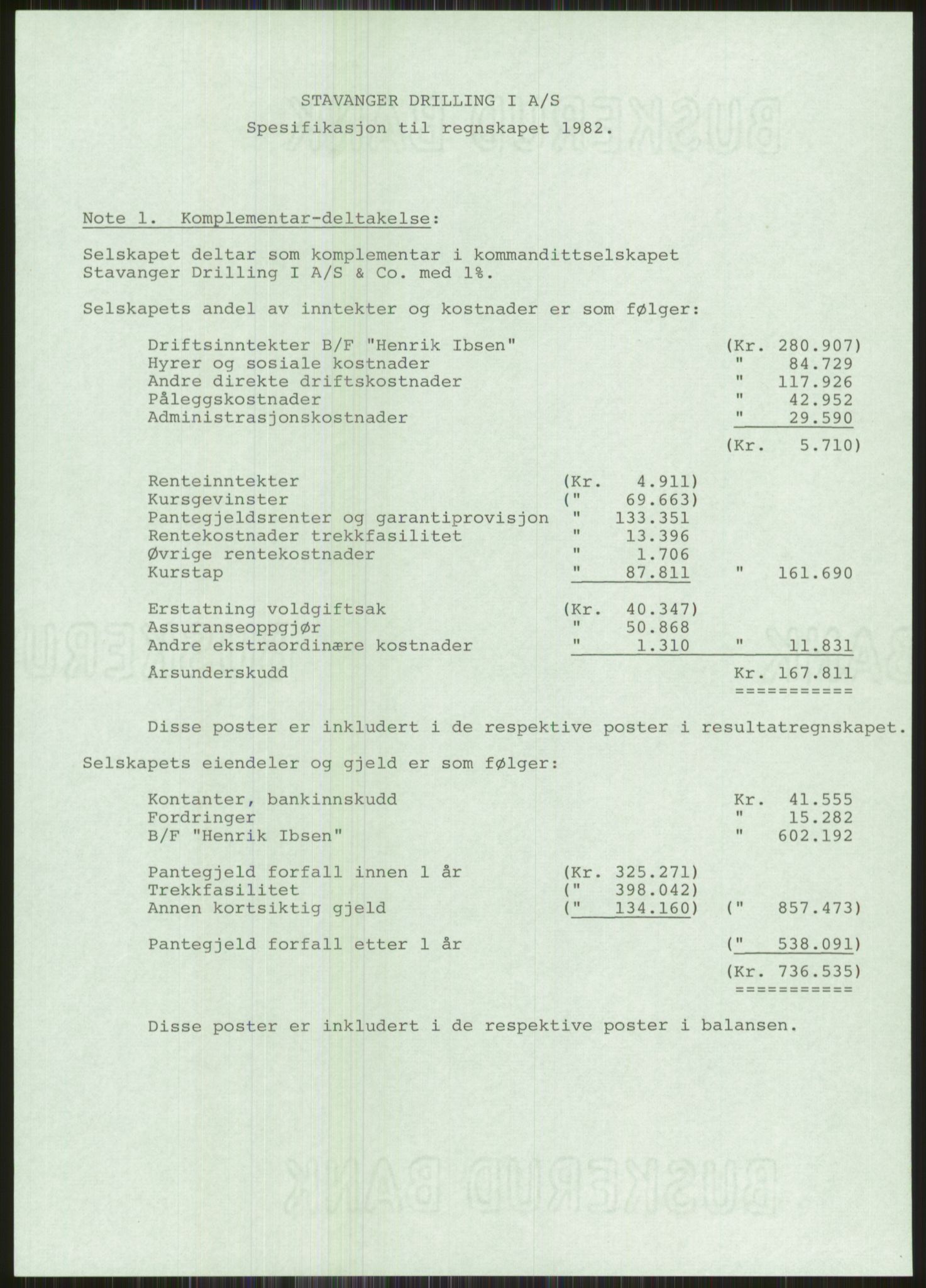 Pa 1503 - Stavanger Drilling AS, SAST/A-101906/A/Ac/L0002: Årsberetninger, 1979-1982, p. 464
